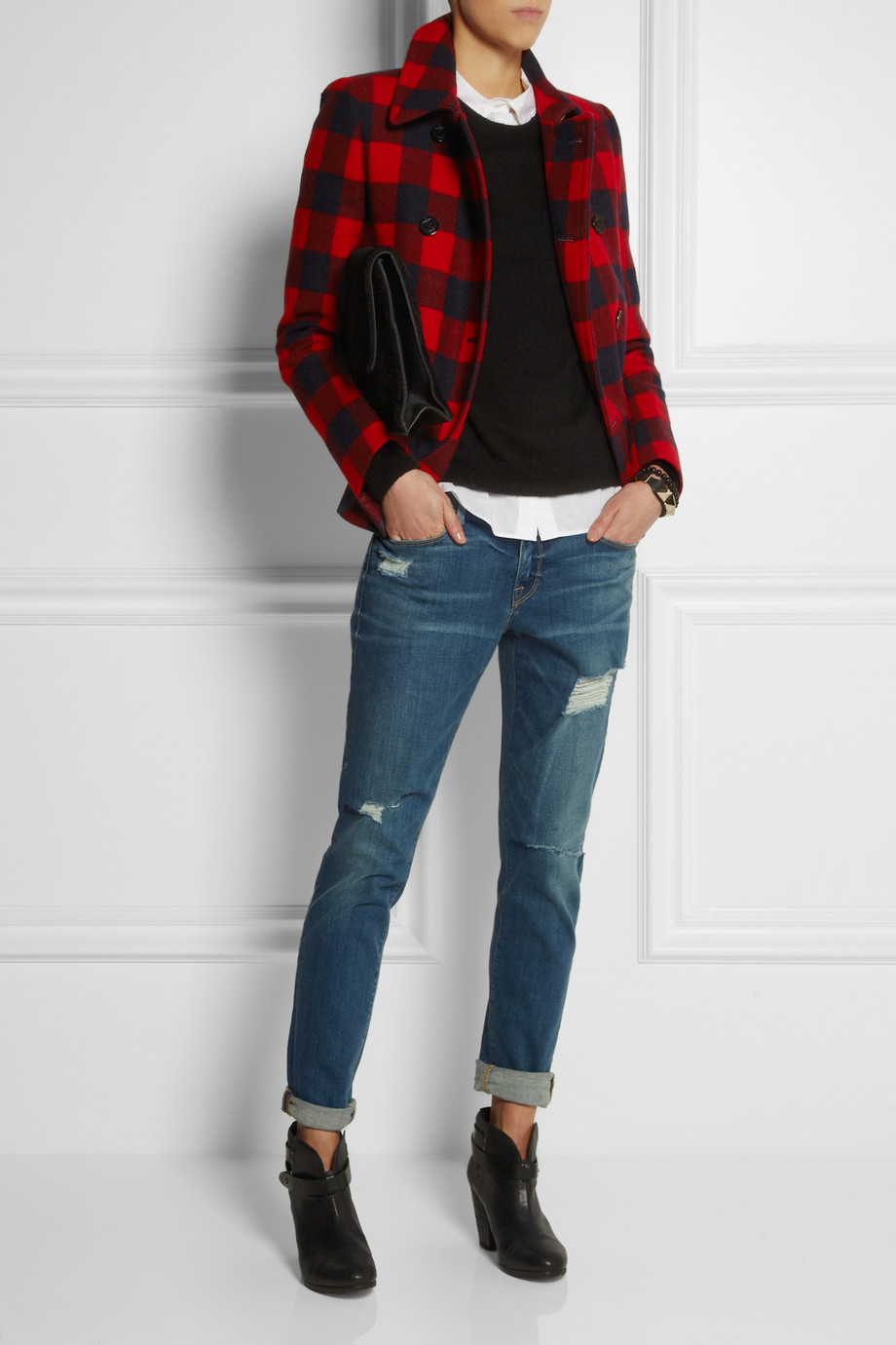 Buffalo Plaid Peacoat Advice Polyvore Lucky Wool Clic Peacoat