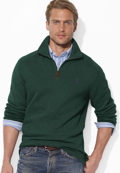 Ralph Lauren Polo Frenchrib Halfzip Mockneck Pullover Sweater in Green ...