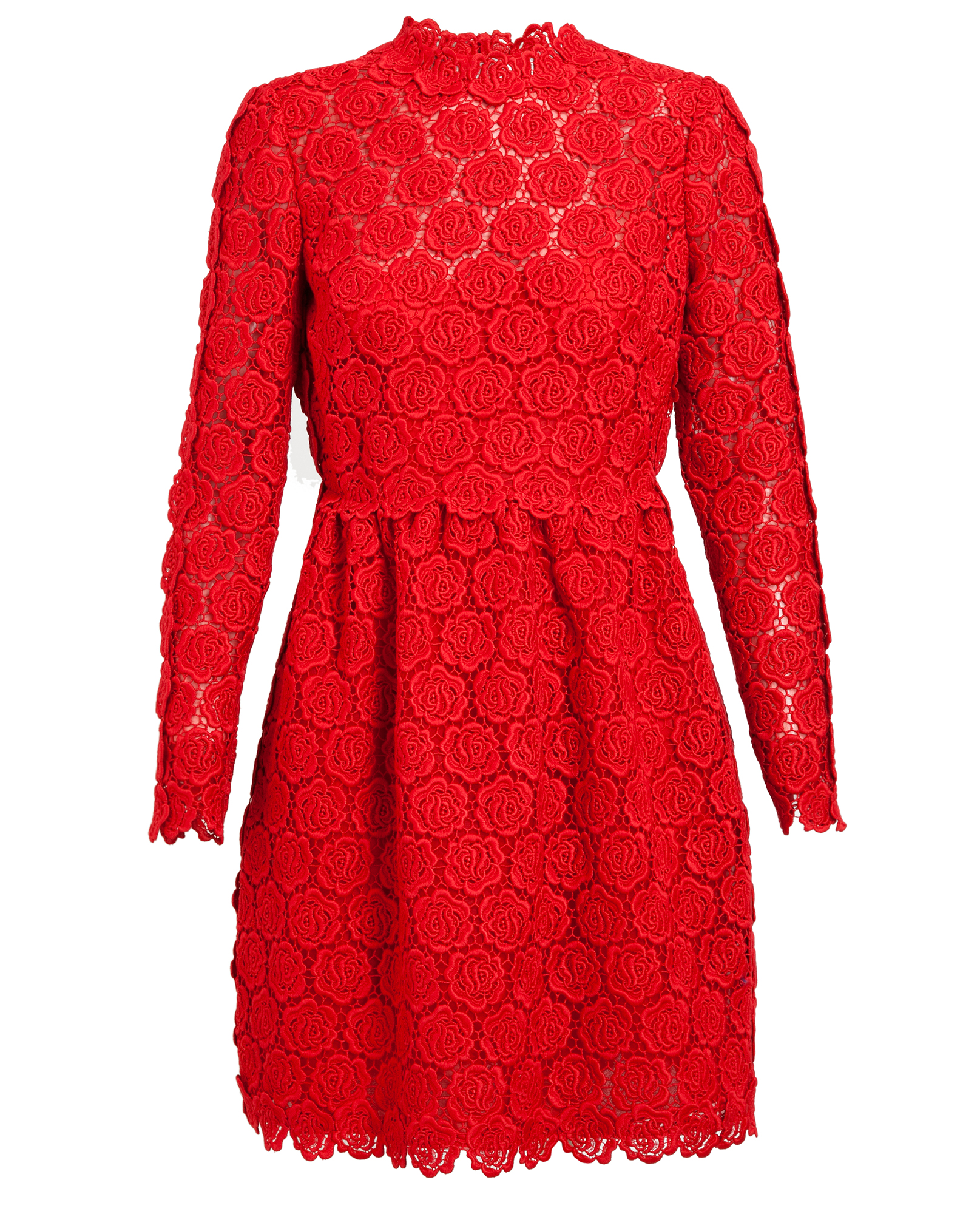 Valentino Macramé Lace Dress in Red | Lyst