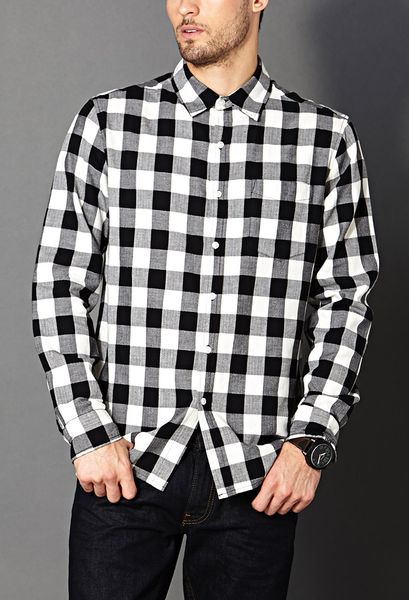 Forever 21 Classic Fit Buffalo Plaid Shirt in Black for Men (BLACK ...