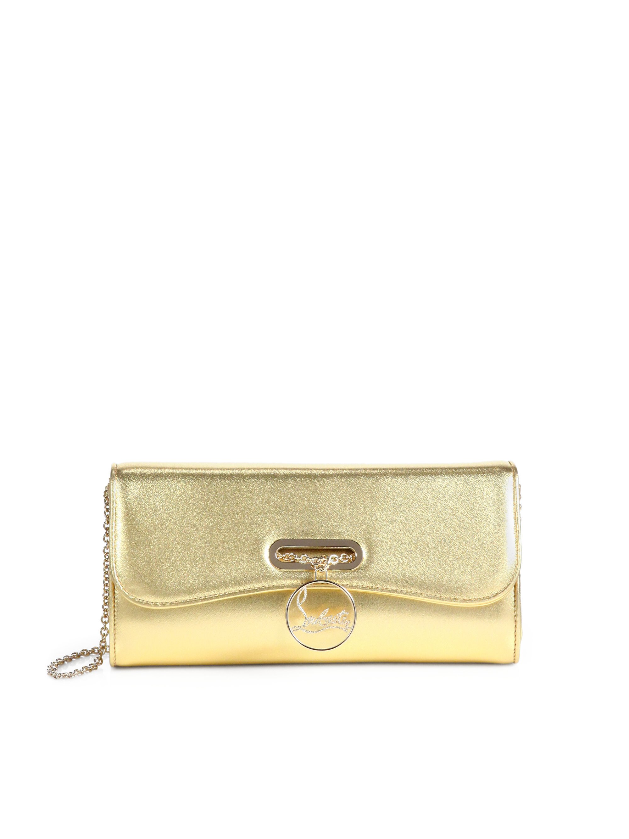 christian louboutin gold clutch