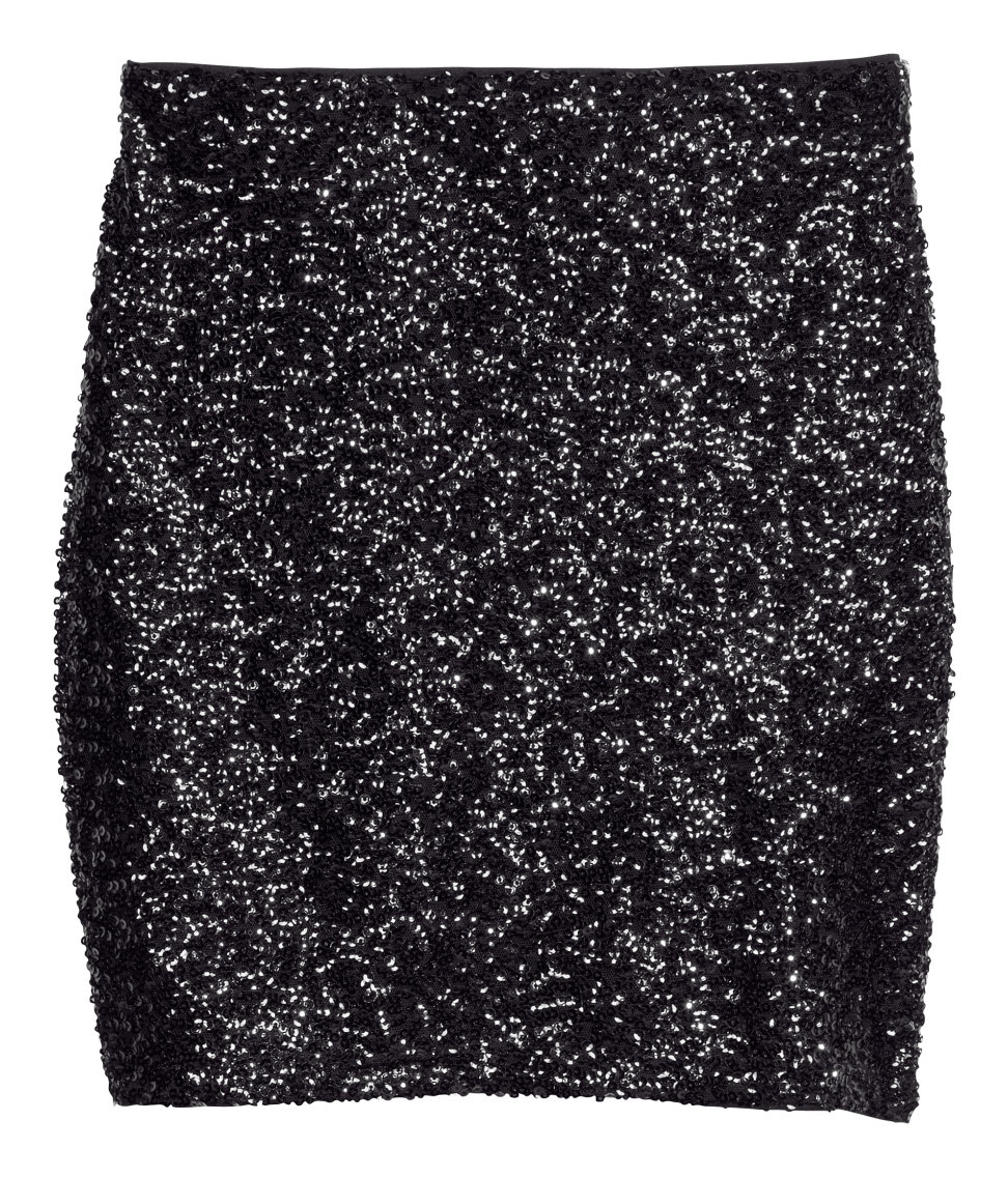 Lyst - H&M Sequined Skirt in Black