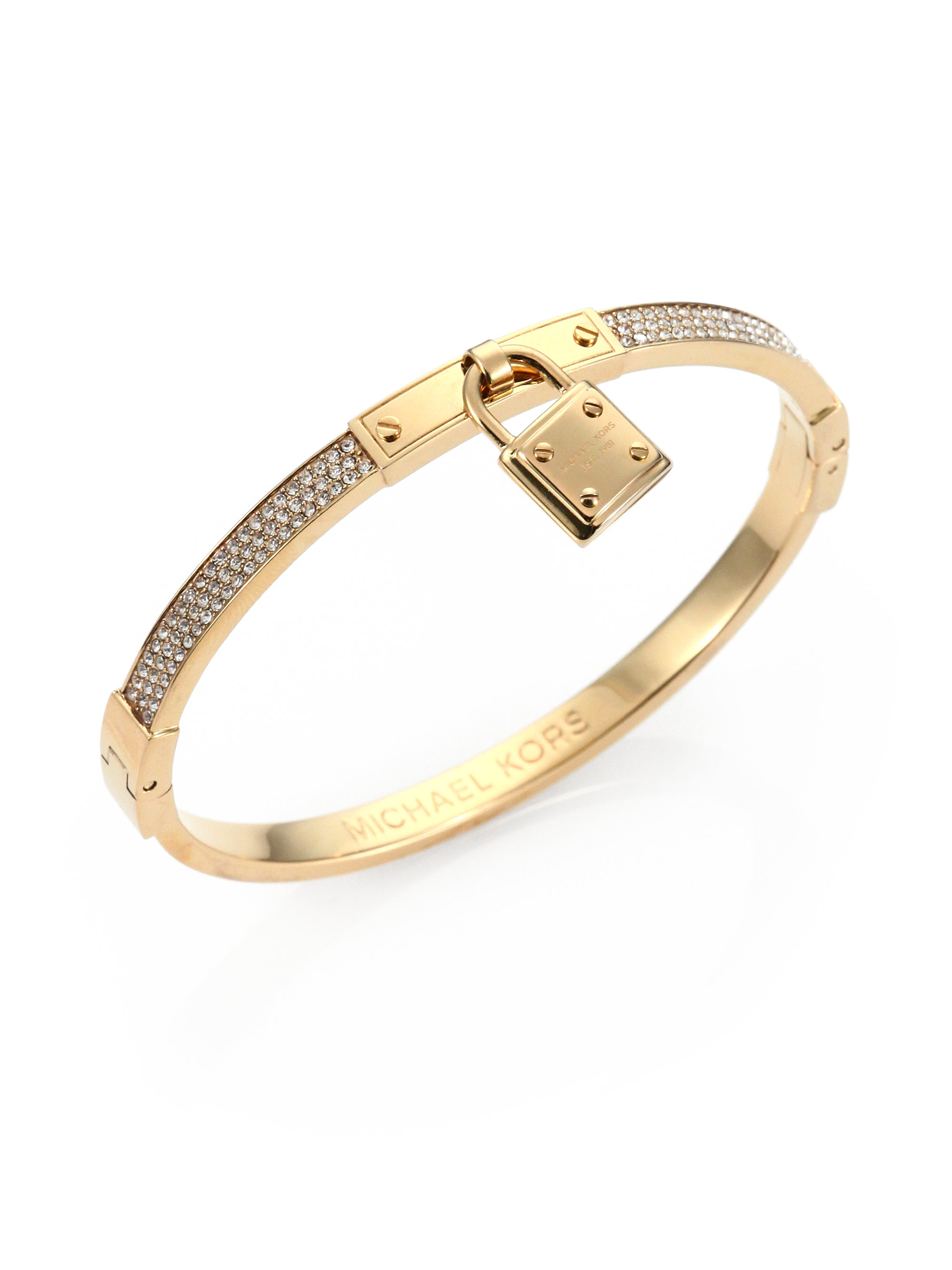 Lyst Michael Kors Pavé Padlock Bangle Bracelet In Metallic Gallery Previously Sold At Saks Fifth Avenue Women S Michael Kors Bangle