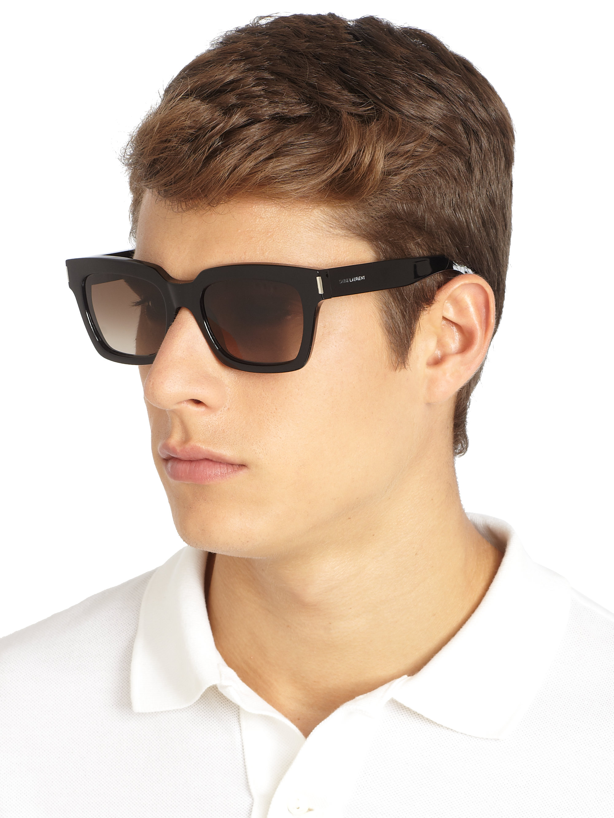 Lyst - Saint laurent Thick Square Acetate Sunglasses in Black for Men