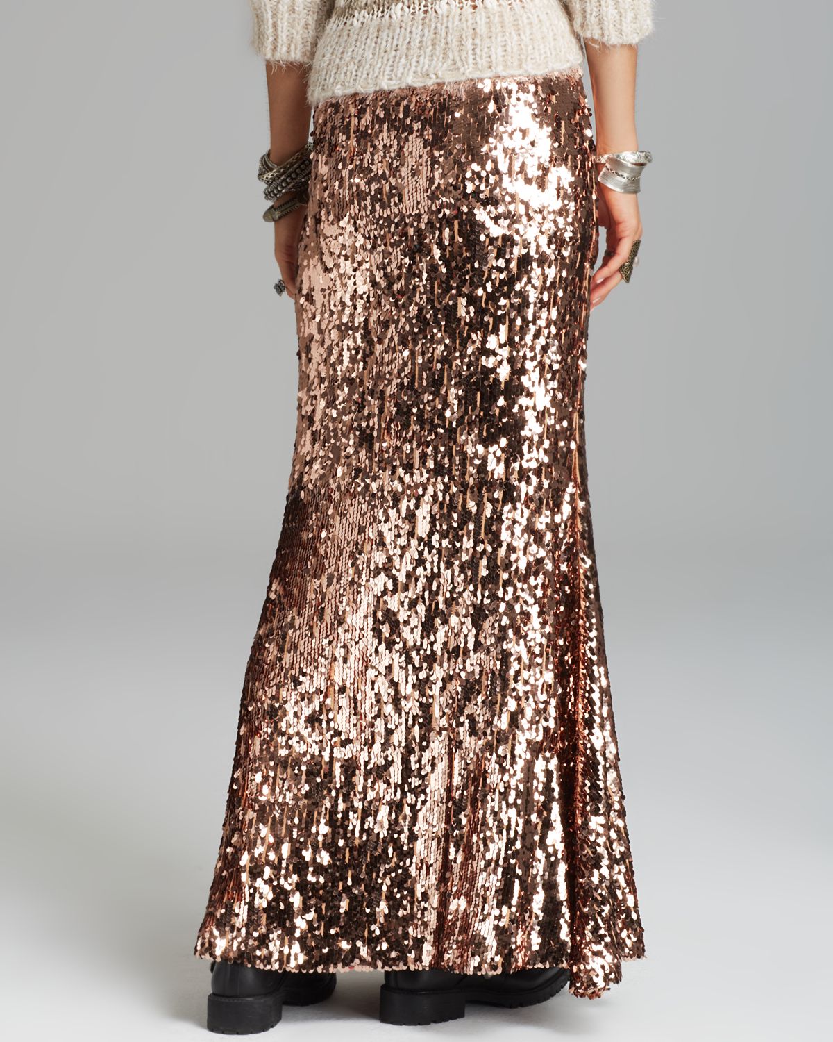 Lyst - Free People Maxi Skirt - Sequins For Miles in Metallic
