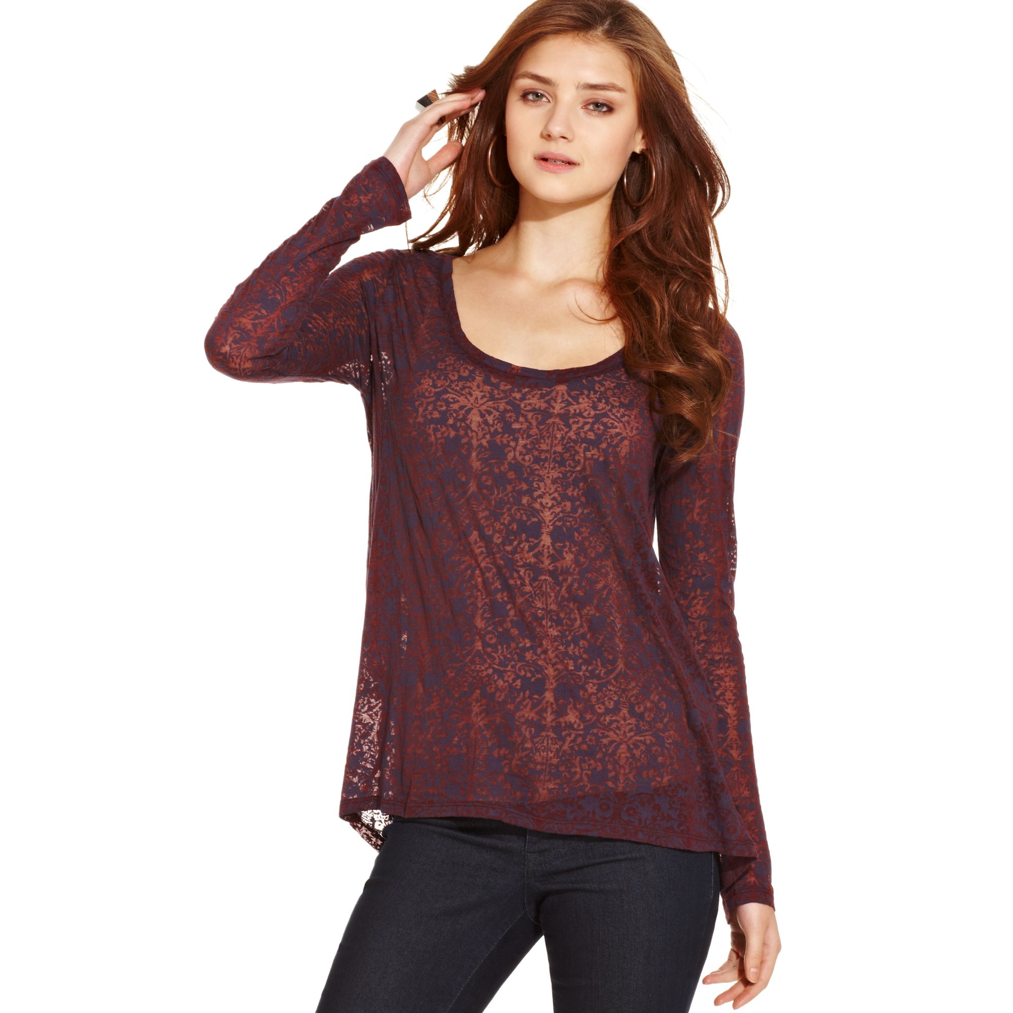 Jessica Simpson Dianna Burnout Cutout-Back Top in Purple (Winetasting ...