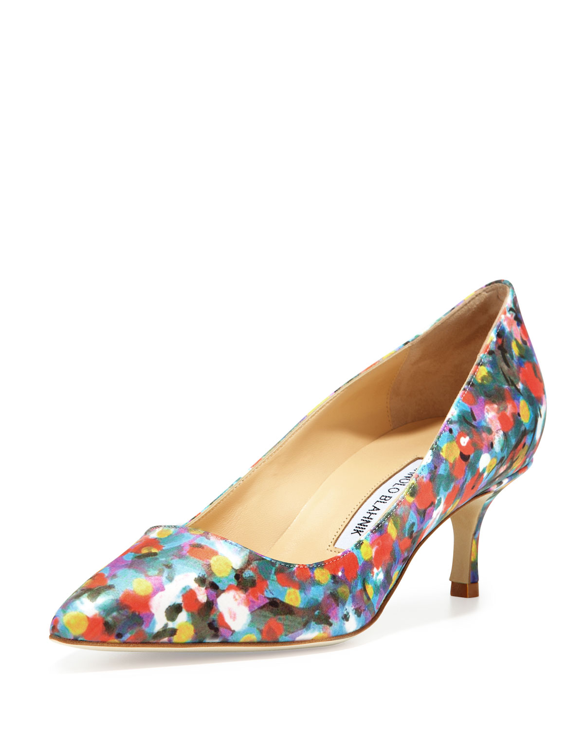 Manolo Blahnik Bb Satin 50Mm Pump in Floral | Lyst