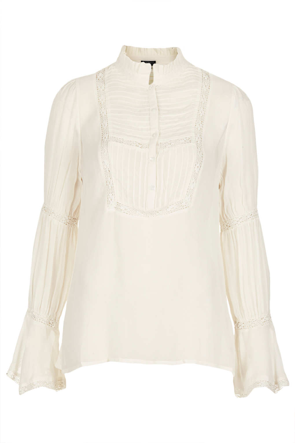 Topshop Frill Collar Lace Blouse in Natural | Lyst