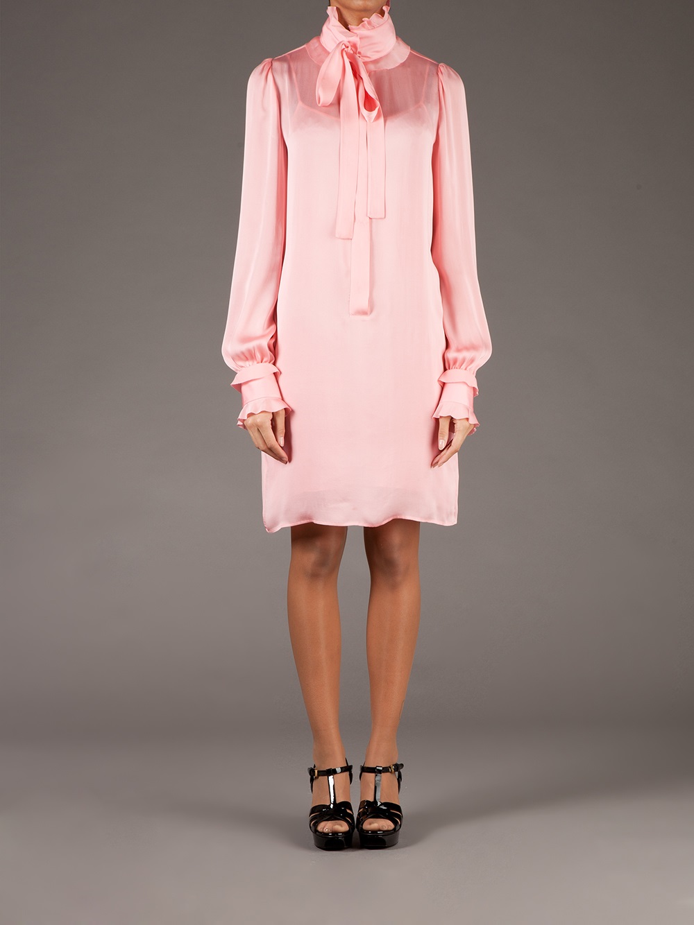 Emilio pucci Funnel Neck Pussy Bow Dress in Pink Lyst