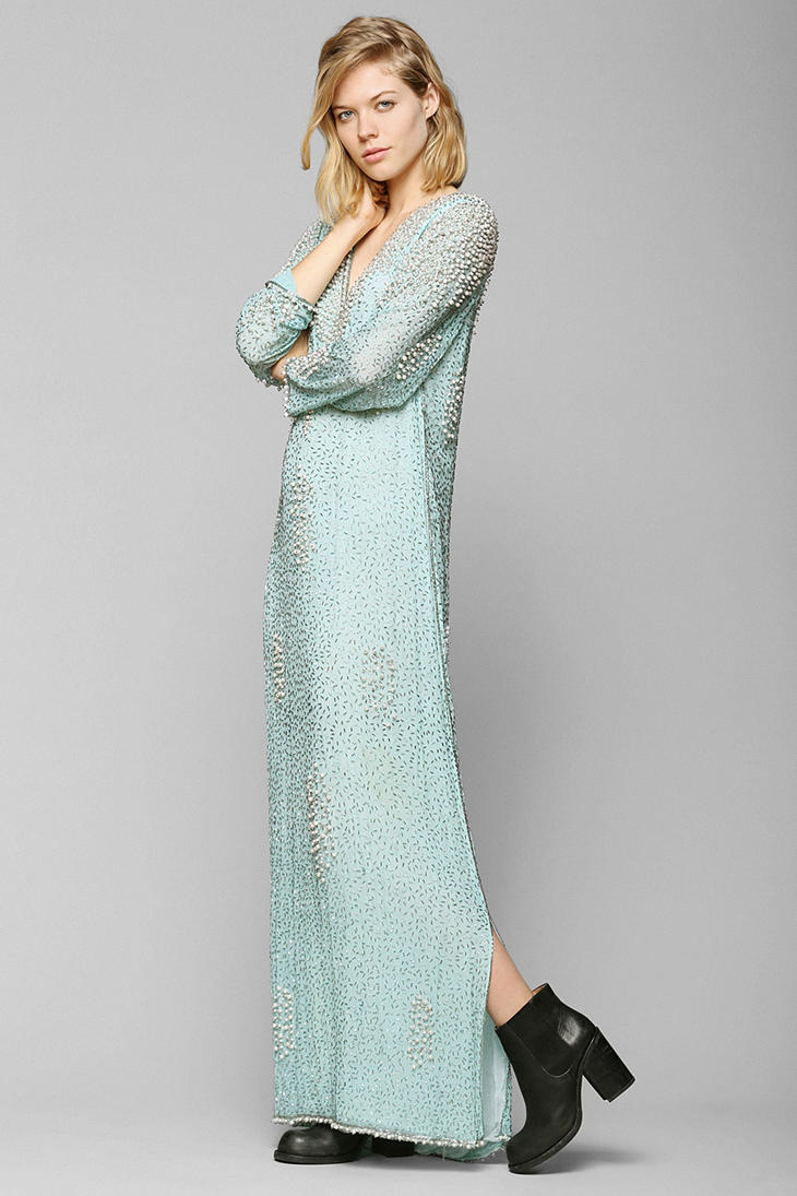 Urban Outfitters Vintage Beaded Maxi Dress in Blue | Lyst