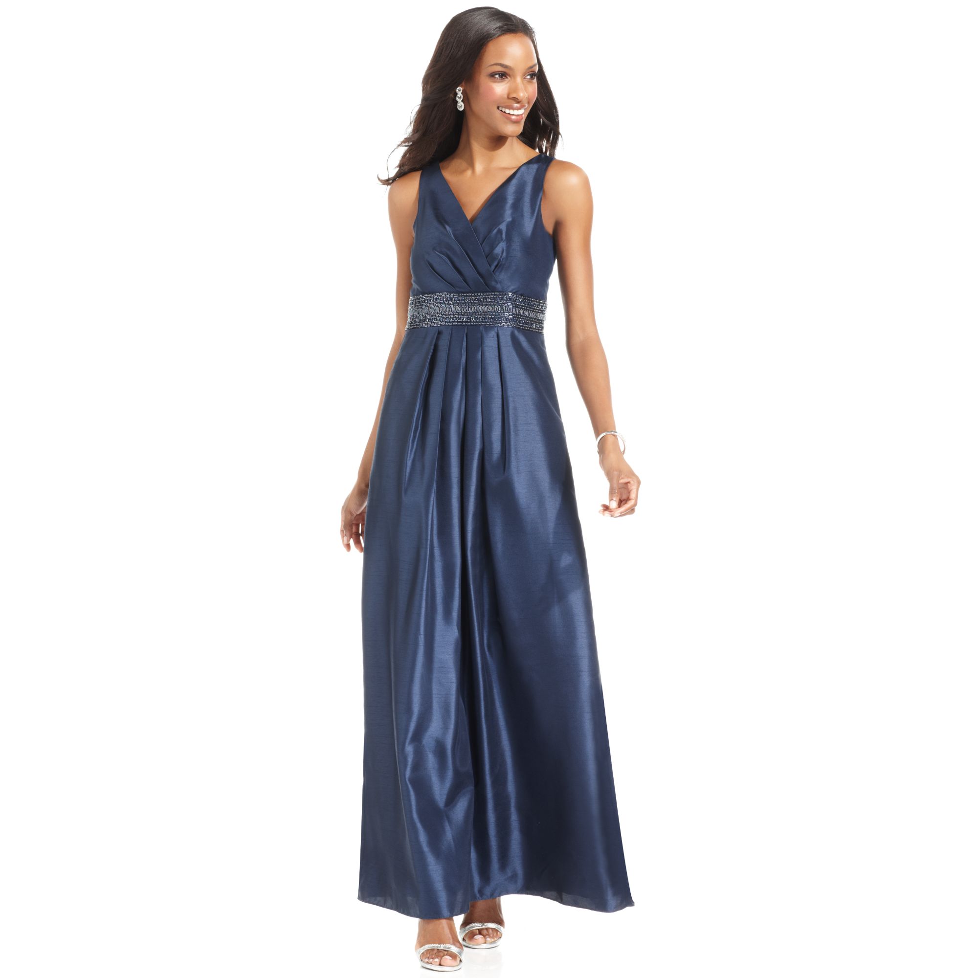 Lyst - Js Boutique Sleeveless Beaded Gown in Blue