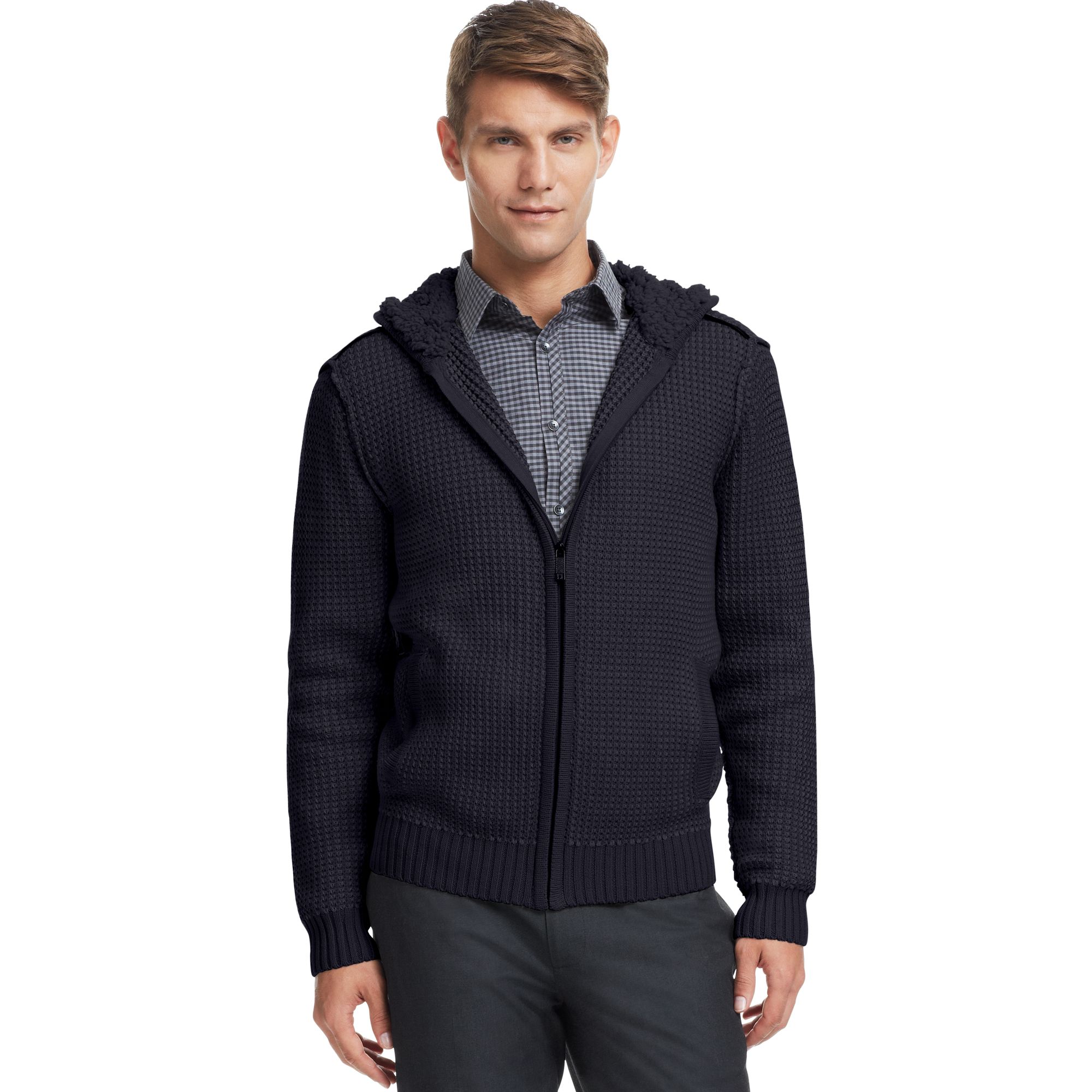 Kenneth Cole Reaction Reaction Sherpa Lined Hoodie in Blue for Men ...