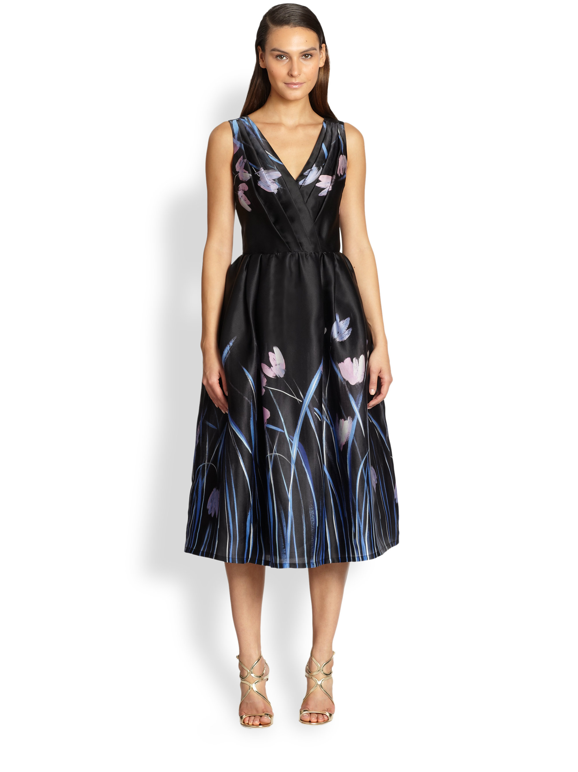 Lyst St. John Silk Organza Tulip Dress in Blue