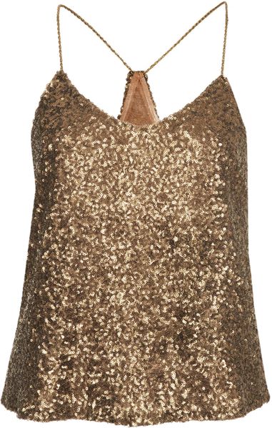 Topshop Clayton Sequin Vest Top By Goldie in Gold | Lyst