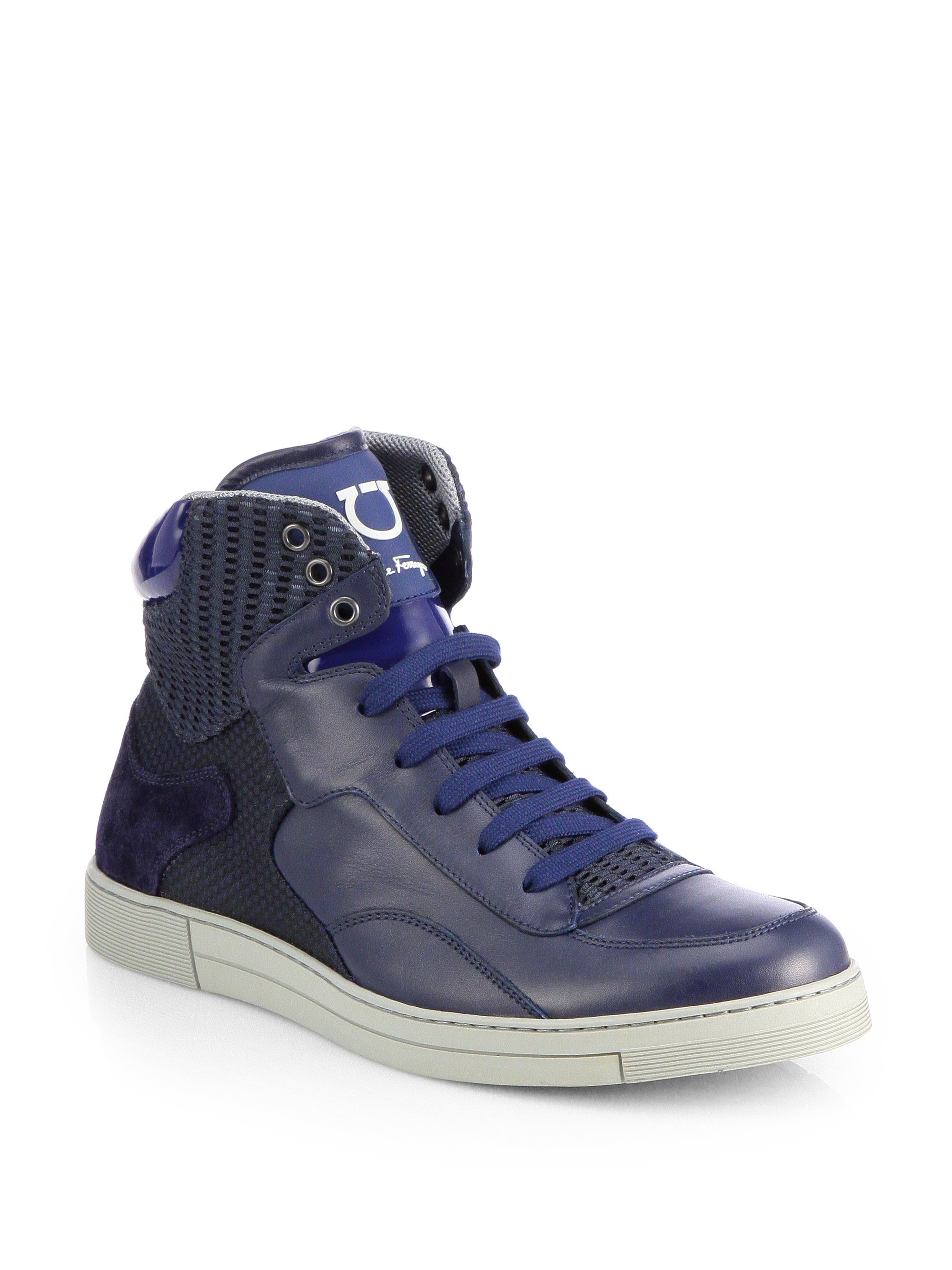 Ferragamo Robert Hightop Sneakers in Blue for Men | Lyst
