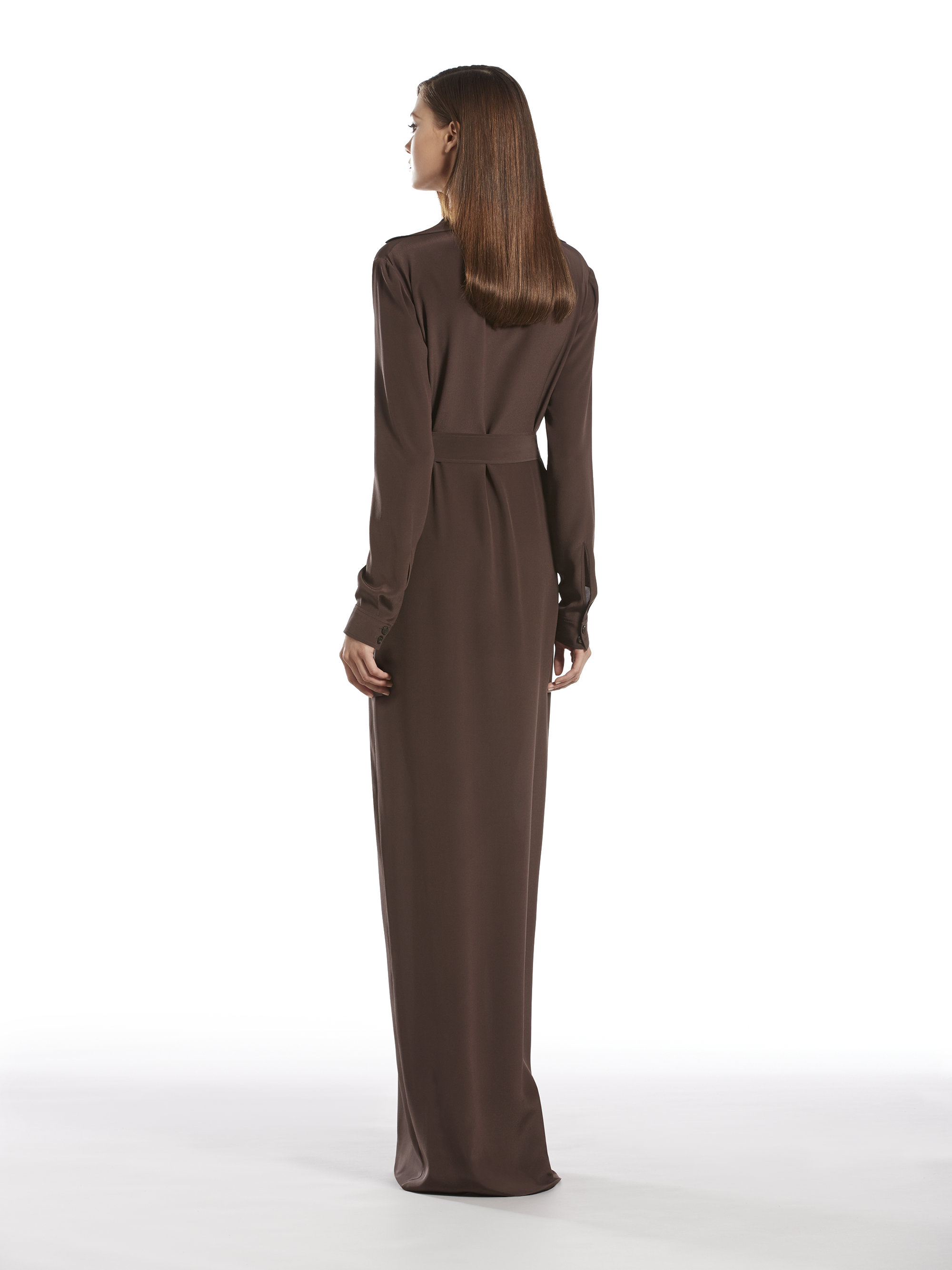 Lyst Gucci Silk On Front Dress In Brown Gallery