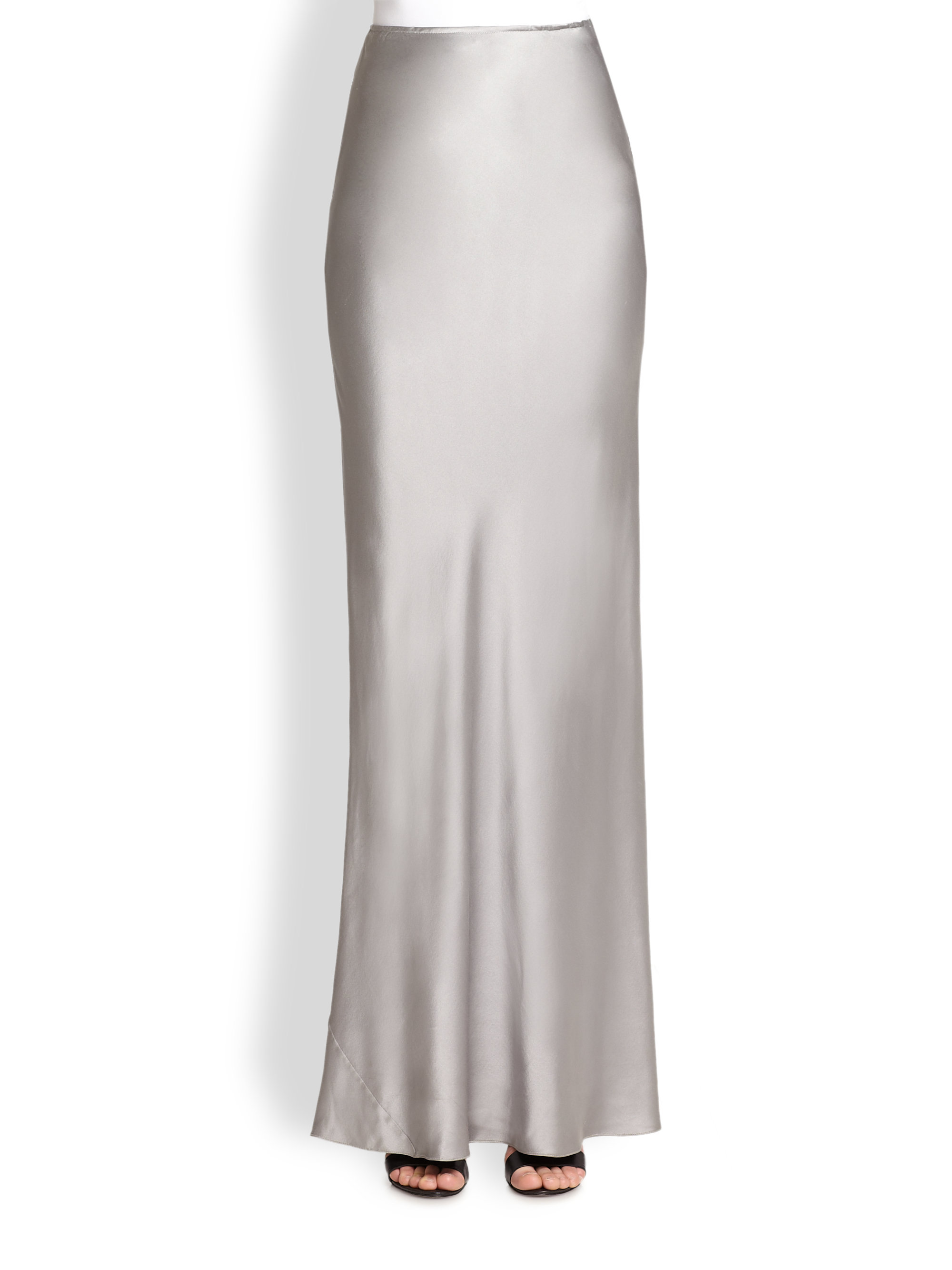 silver silk skirt