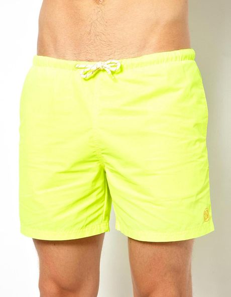 Asos River Island Neon Swim Shorts in Yellow for Men | Lyst