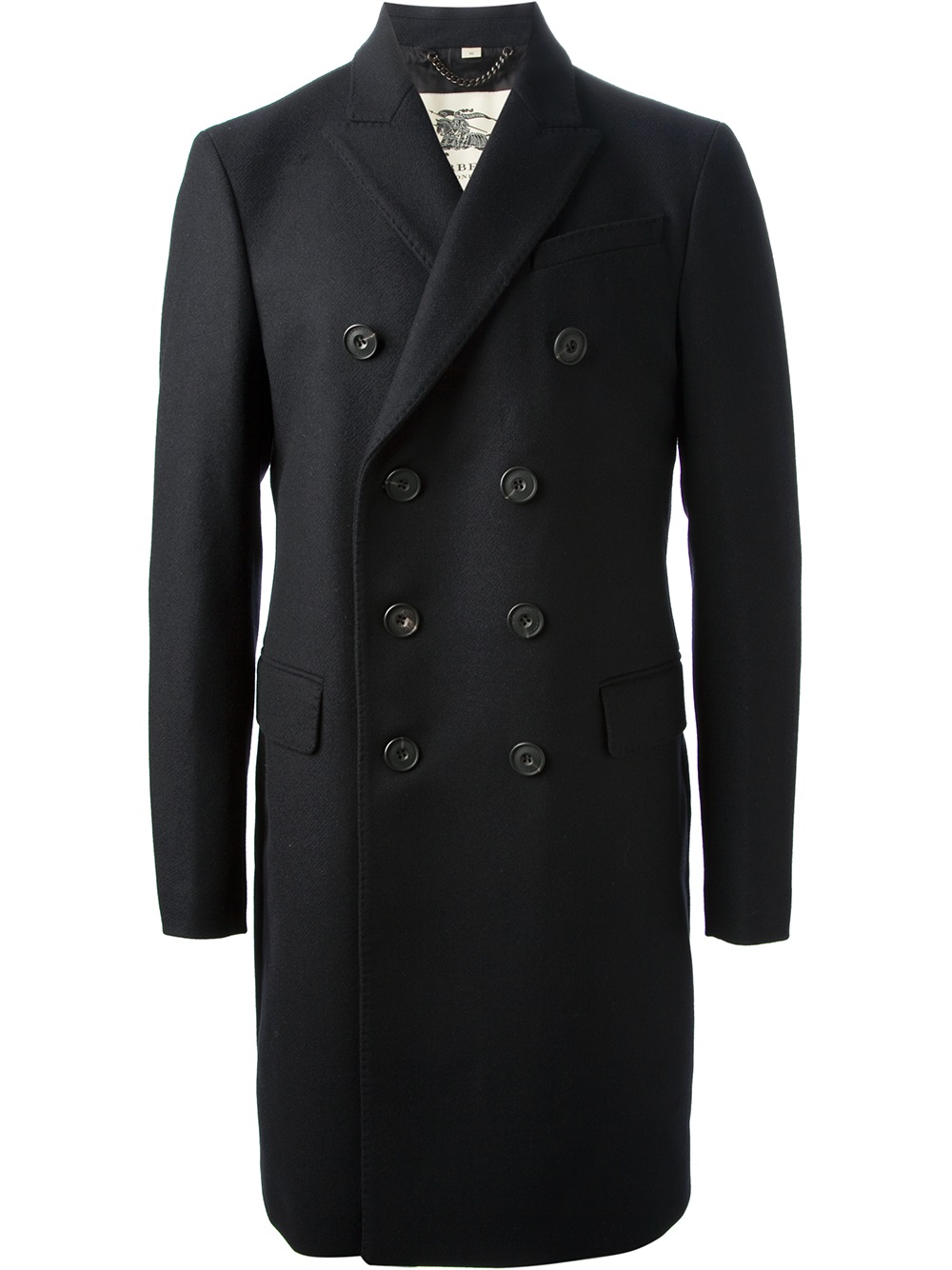 Lyst - Burberry Double Breasted Overcoat in Blue for Men