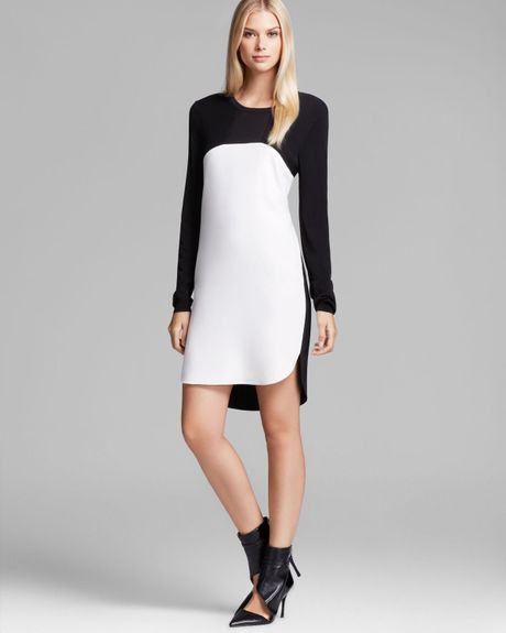 Dkny Color Block Dress in White (Black/White) | Lyst