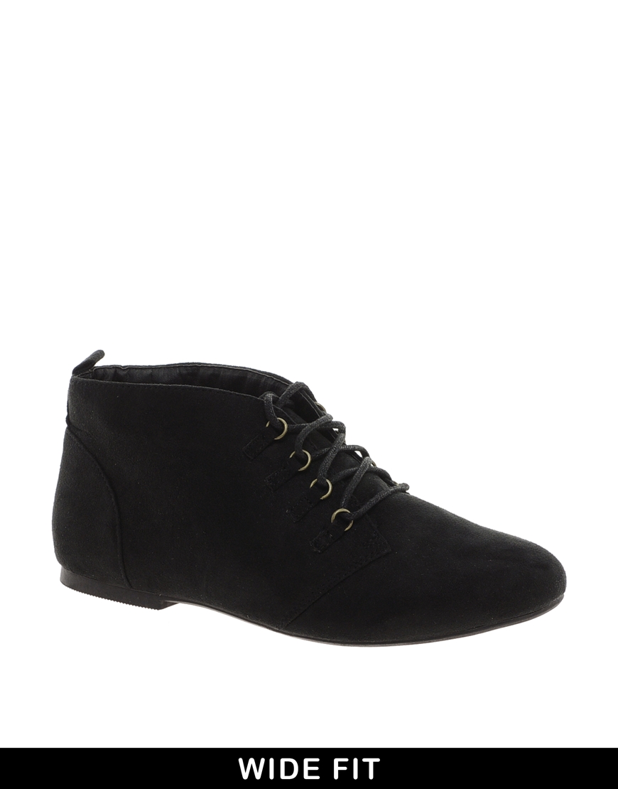 Lyst - Asos Lace Up Flat Ankle Boots in Black