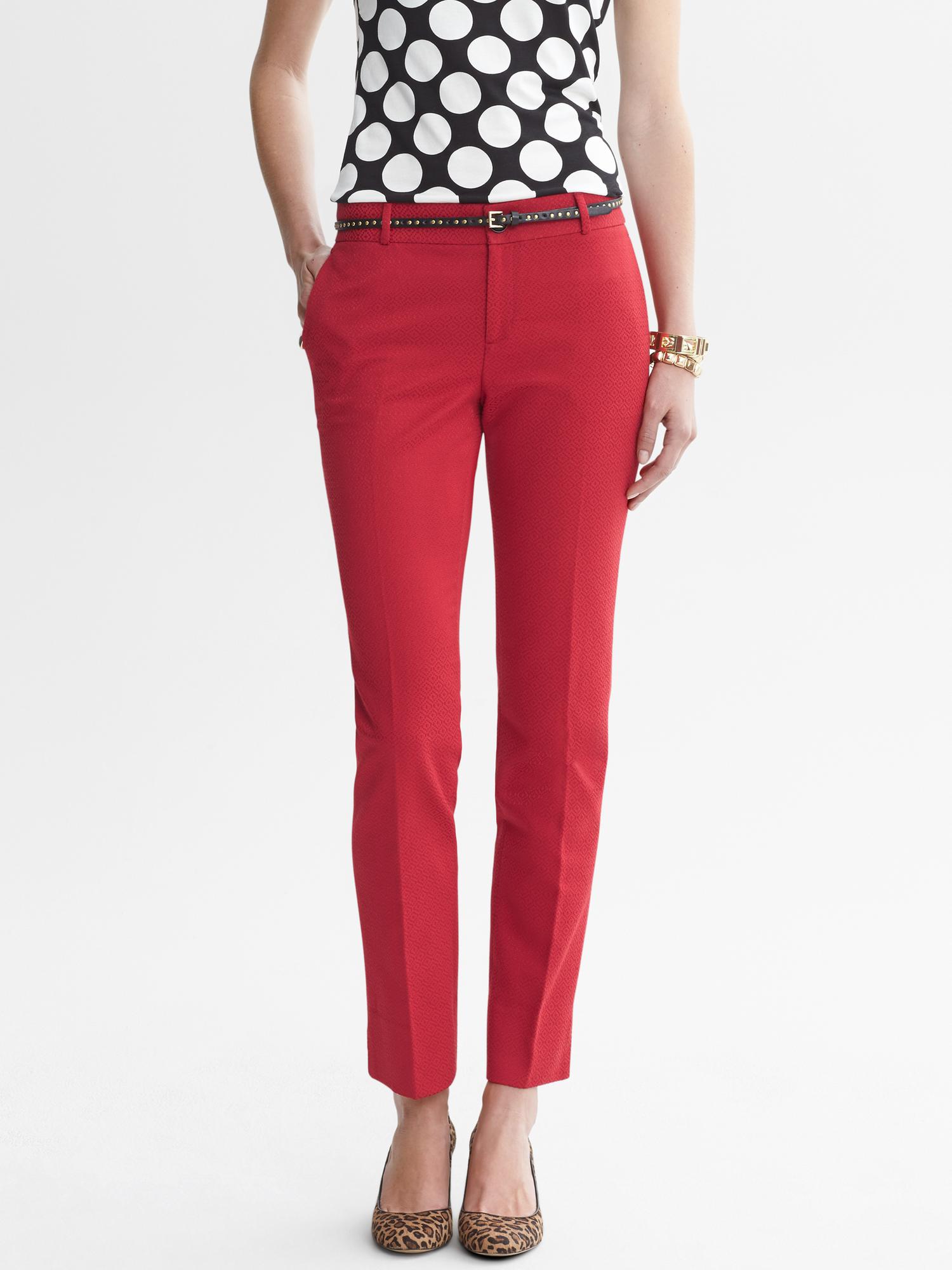 Banana Republic Camden Fit Red Jacquard Ankle Pant Saucy Red in Red ...