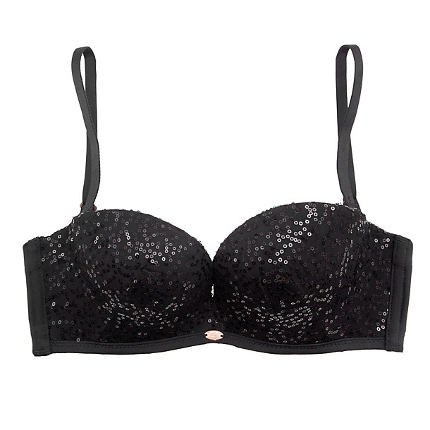 black sparkle bandeau bra tie