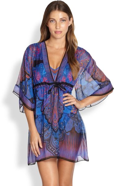 Gottex Paisley Silk Coverup Dress in Multicolor (MULTI) | Lyst