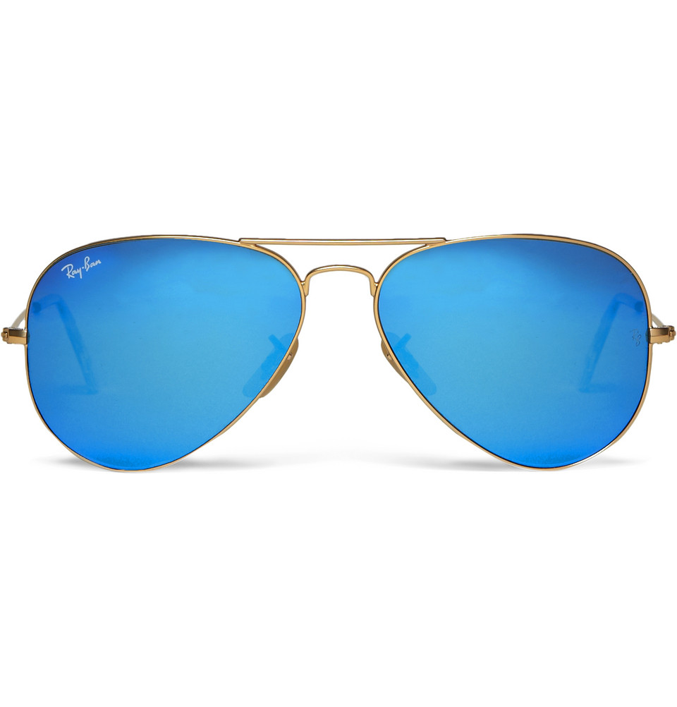 Lyst - Ray-Ban Polarised Mirrored Metal Aviator Sunglasses in Metallic ...