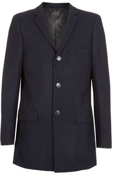Topman Navy Crombie Smart Coat in Black for Men (Blue) | Lyst