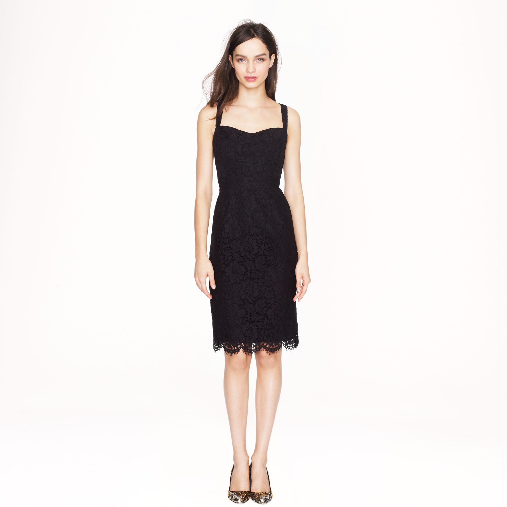 J.crew Collection Scalloped Lace Dress in Black | Lyst