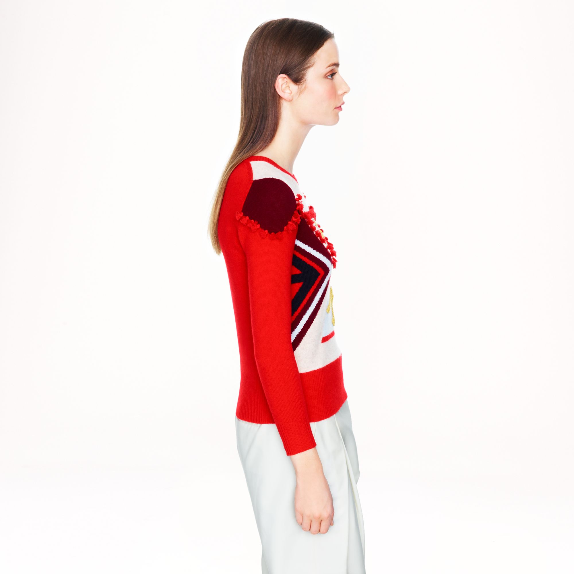 J.crew Lambswool Tassel Sweater in Red Lyst