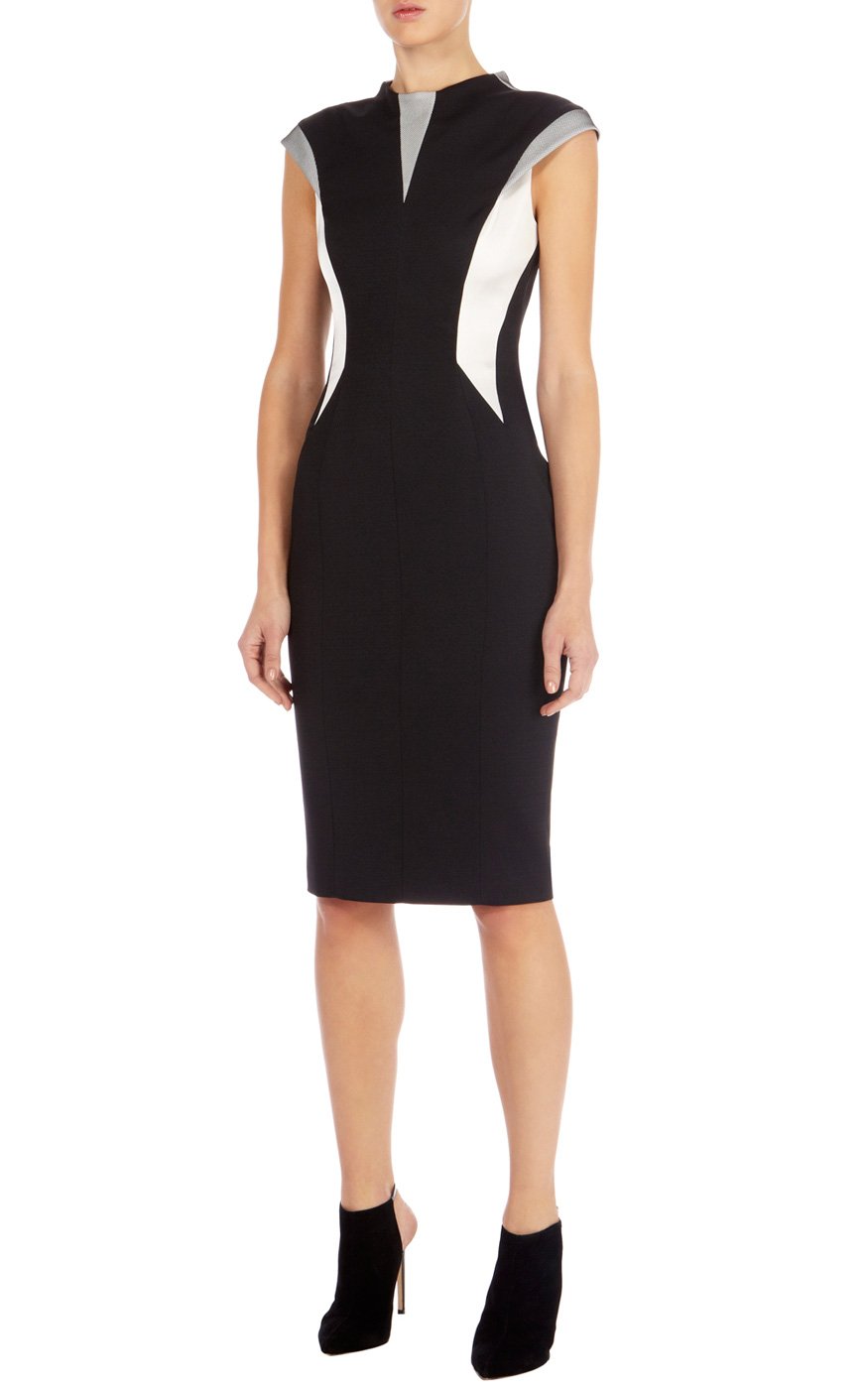 Lyst - Karen Millen Graphic Color Block Dress in Black
