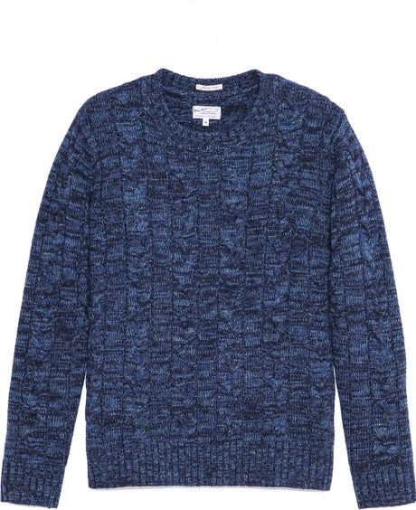 Gant Rugger Melange Cable Knit Sweater in Blue for Men | Lyst
