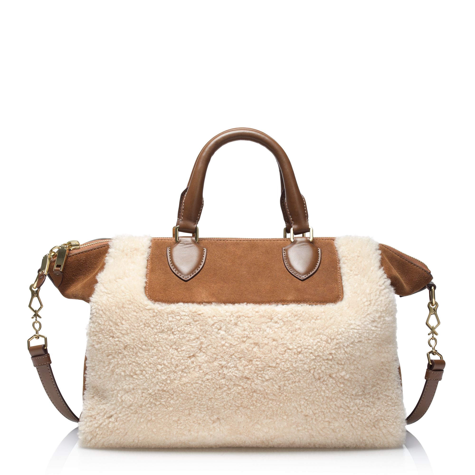 J.crew Collection Suede and Shearling Satchel in White (ivory saddle ...