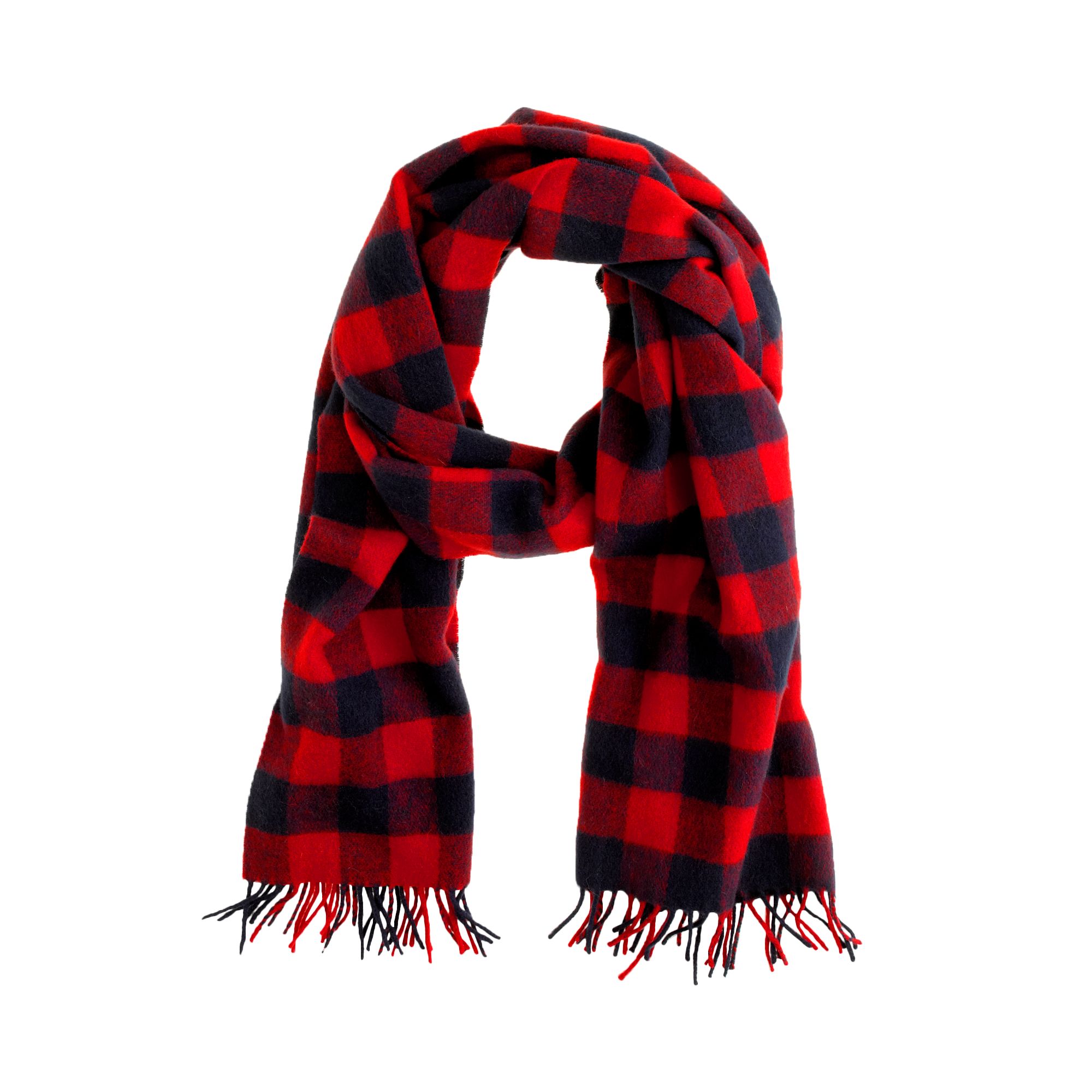 J.crew Cashmere Buffalo Check Scarf in Red | Lyst