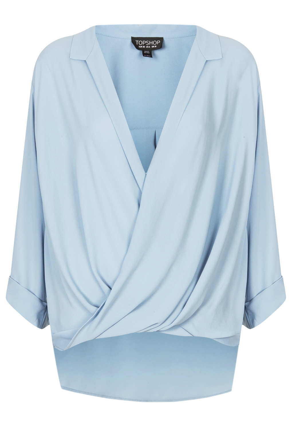 Topshop Formal Drape Blouse in Blue | Lyst