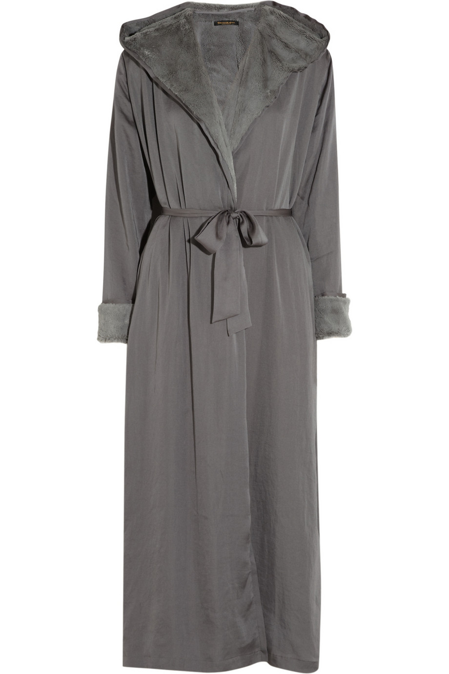 Lyst Donna Karan Hooded Faux Fur lined Washed satin  Robe 