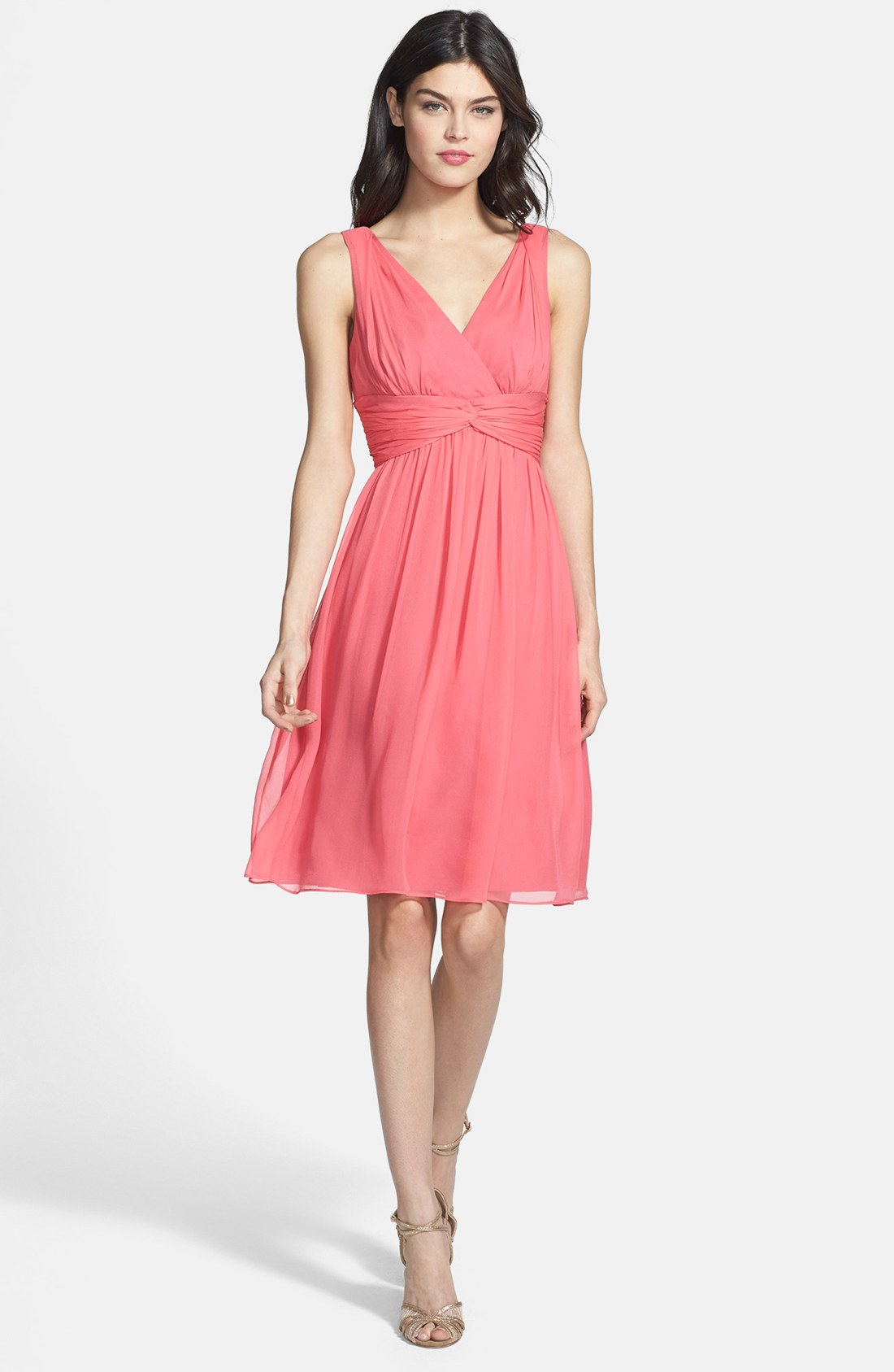 Donna Morgan Jessie Twist Silk Chiffon Dress in Pink (Honeysuckle) | Lyst