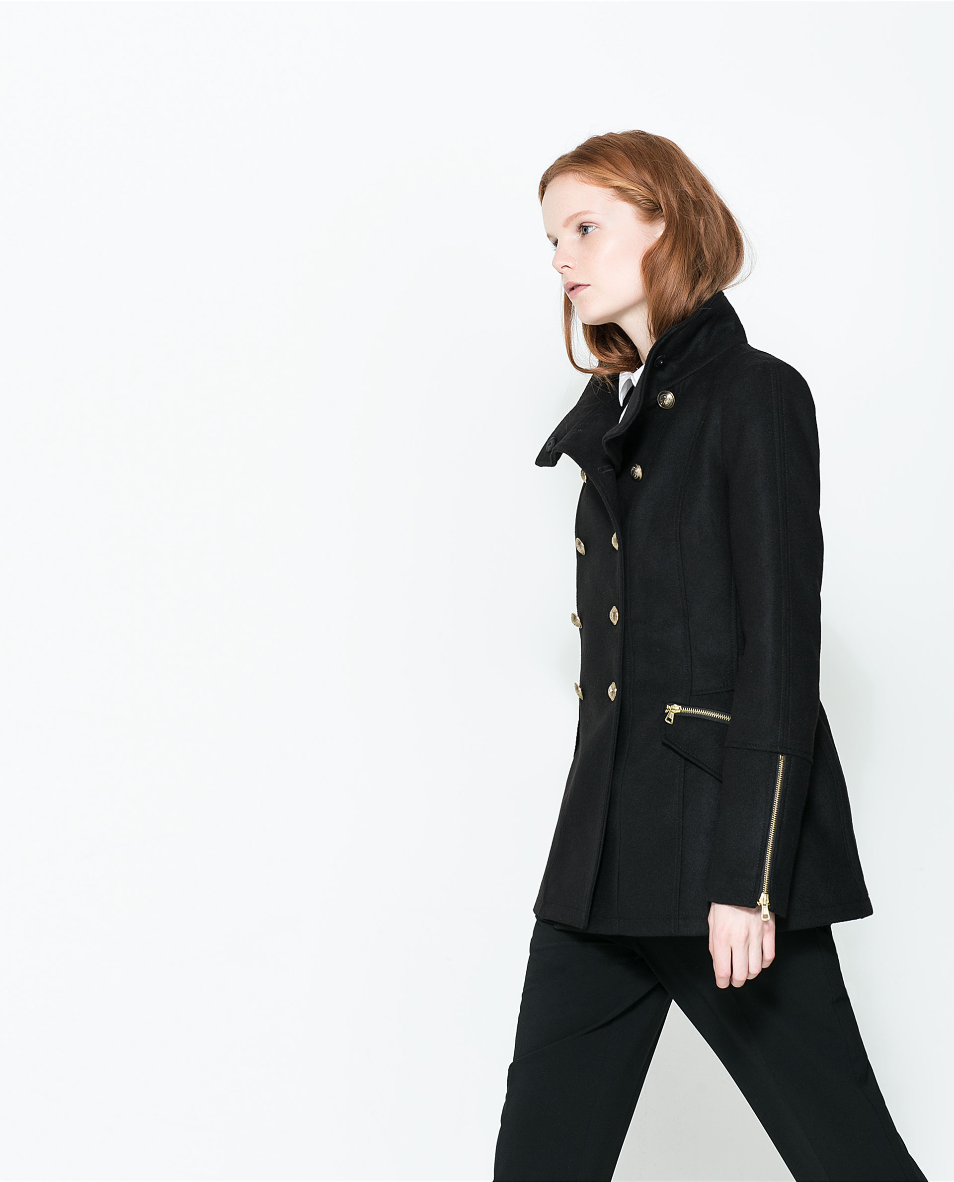 Zara Military Threequarter Coat in Black Lyst