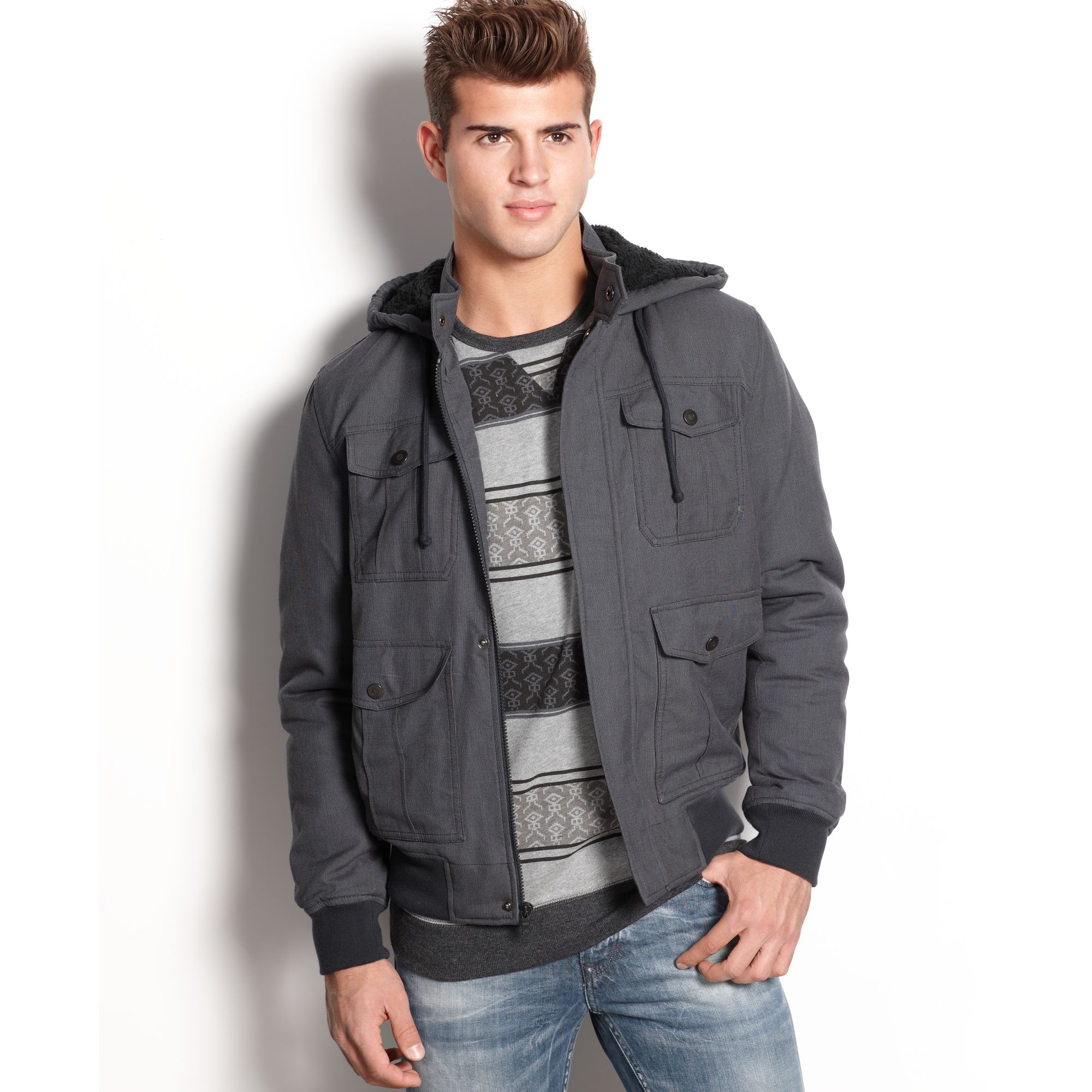 Lyst - American Rag Bomber Jacket in Gray for Men