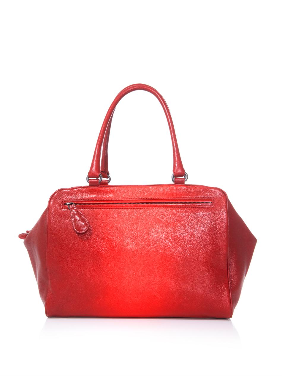 Lyst - Bottega Veneta Brera Double Handle Leather Tote in Red