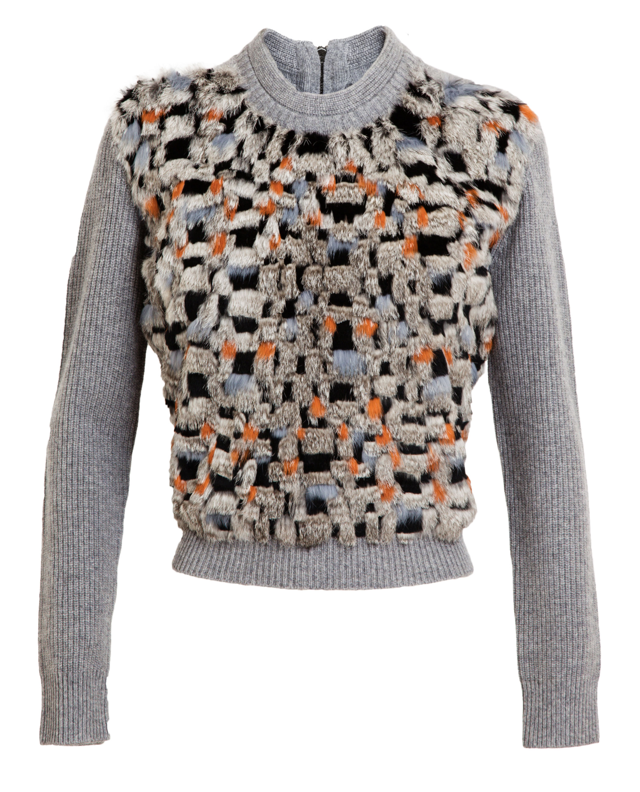 Chloé Cashmere and Rabbit Fur Jumper in Gray | Lyst