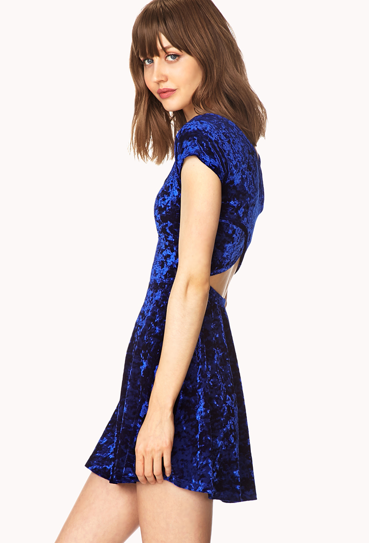 Forever 21 Velveteen Skater Dress In Blue Lyst