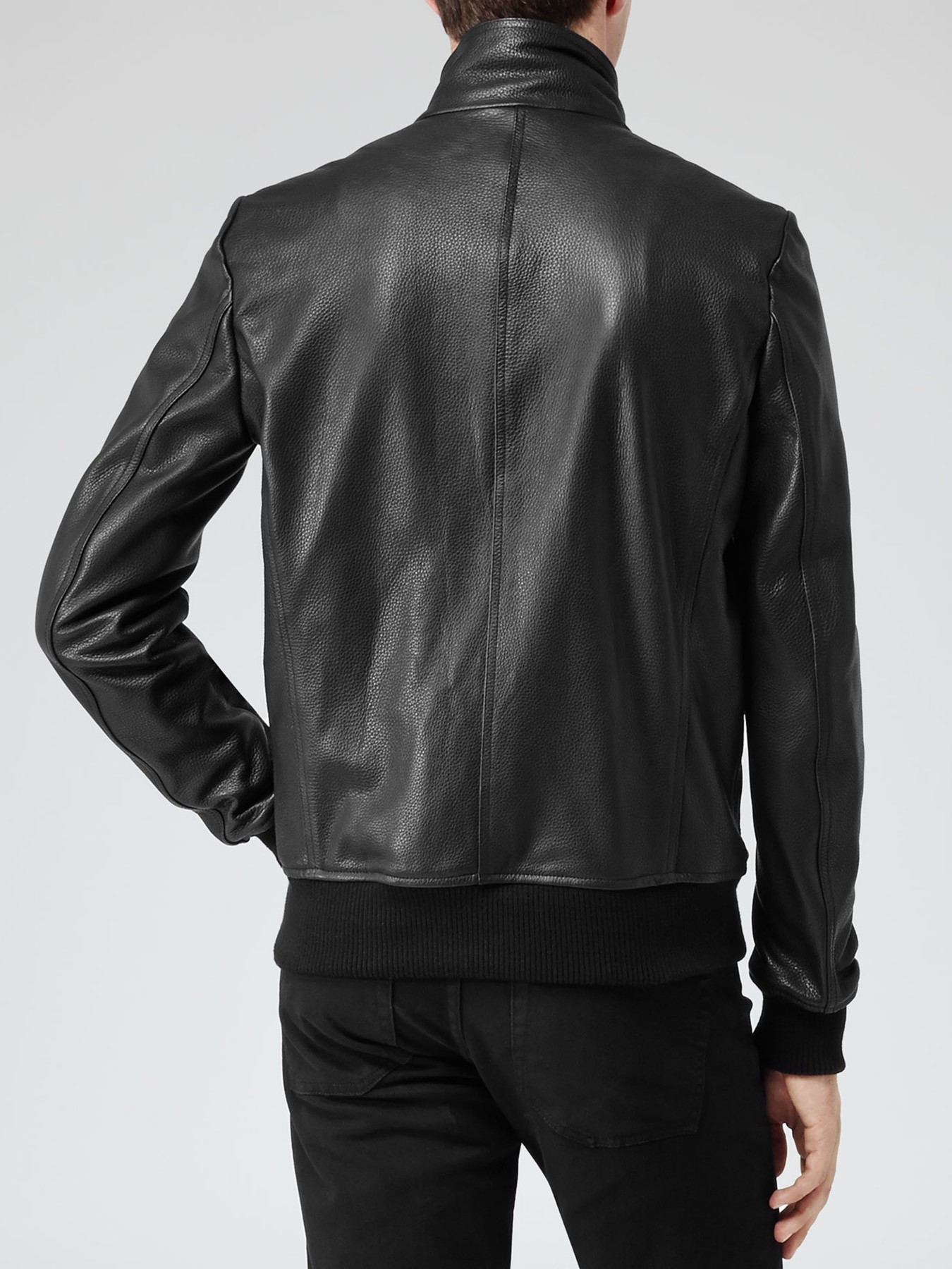 Reiss Temper Leather Er Jacket In Black For Men Lyst Gallery Men S Double Zip Jackets