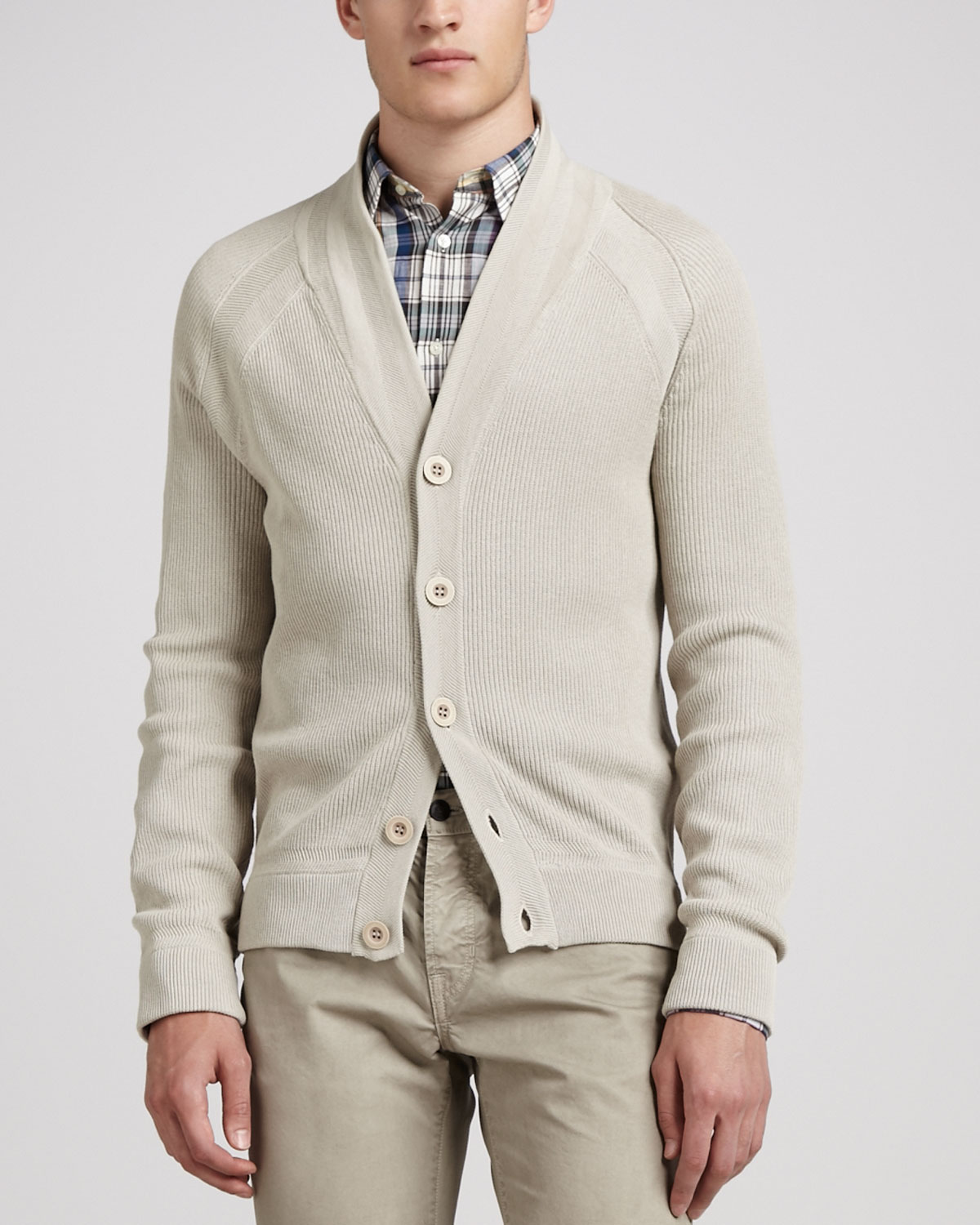 Lyst - Vince Ribbed Cotton Cardigan in White for Men