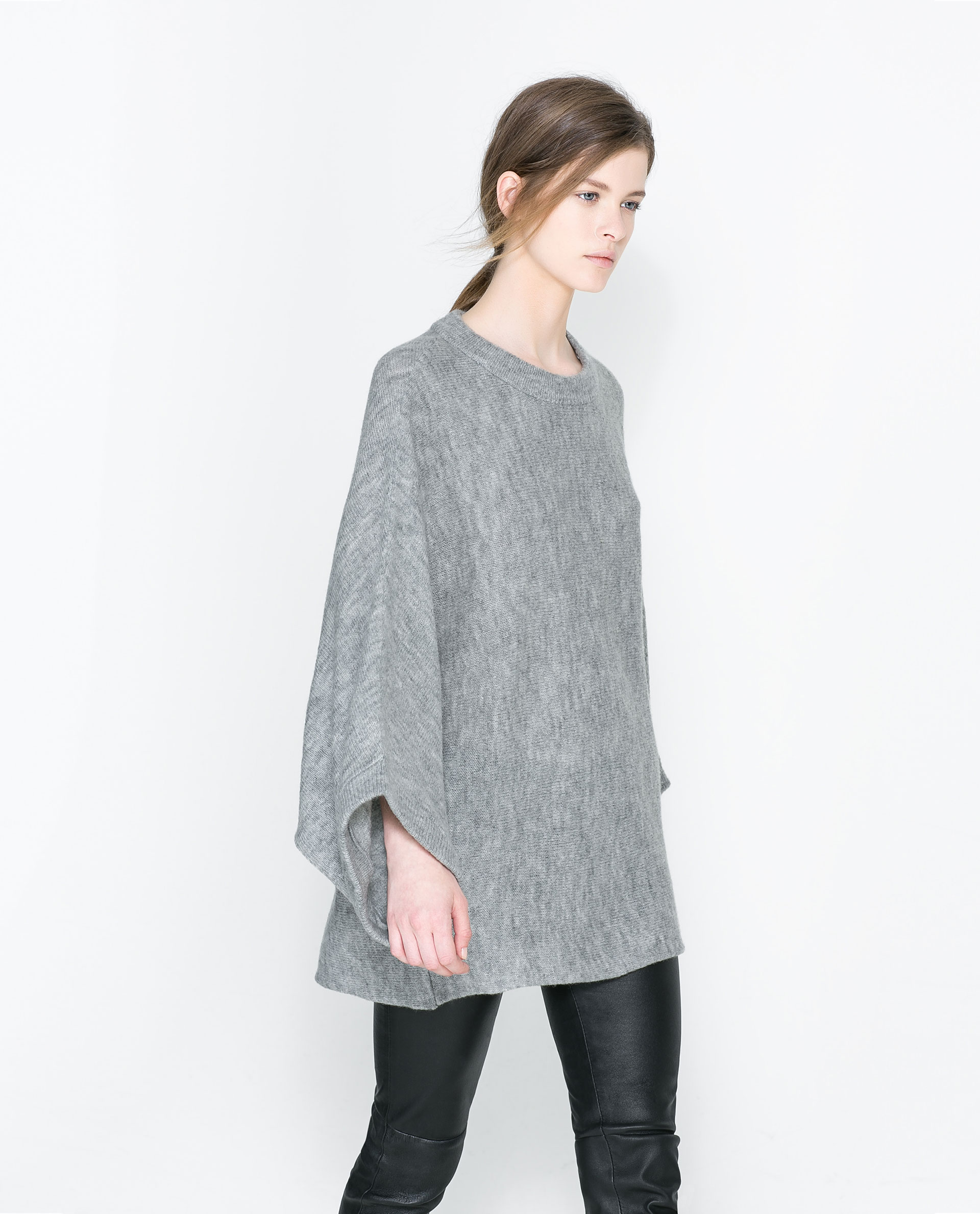 Zara Poncho Sweater in Gray | Lyst