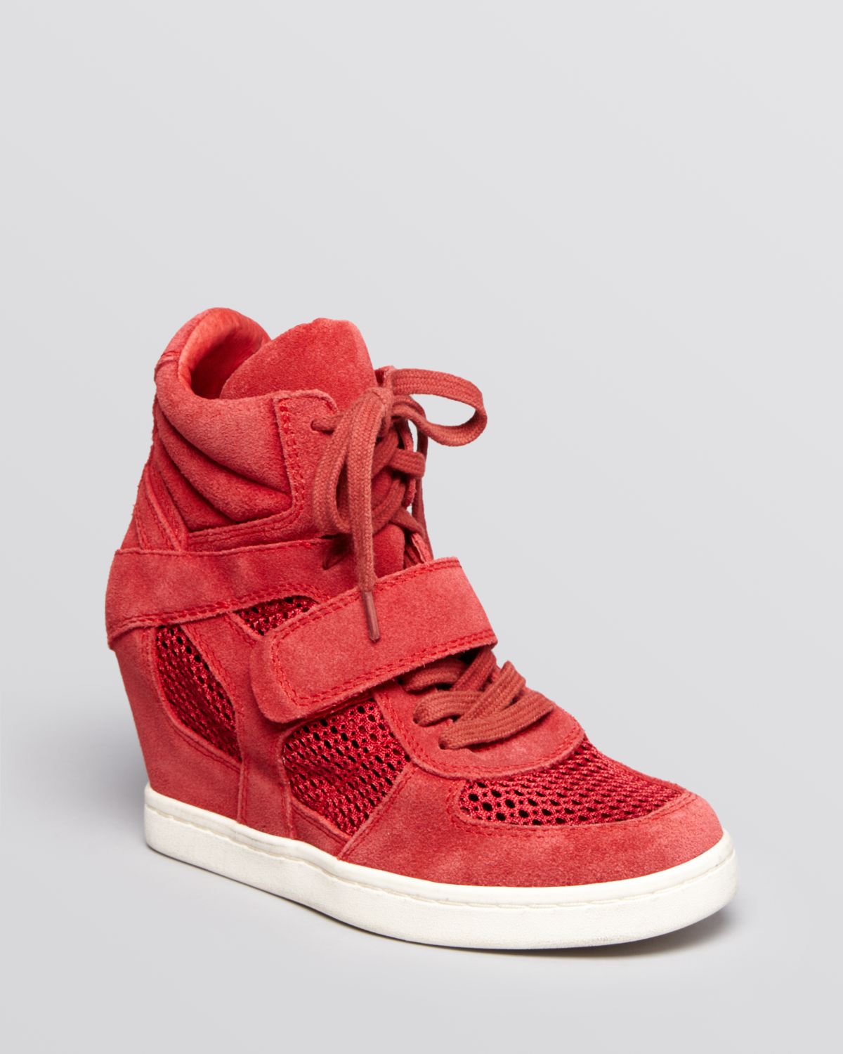Ash Lace Up Wedge Sneakers Cool Mesh in Red | Lyst