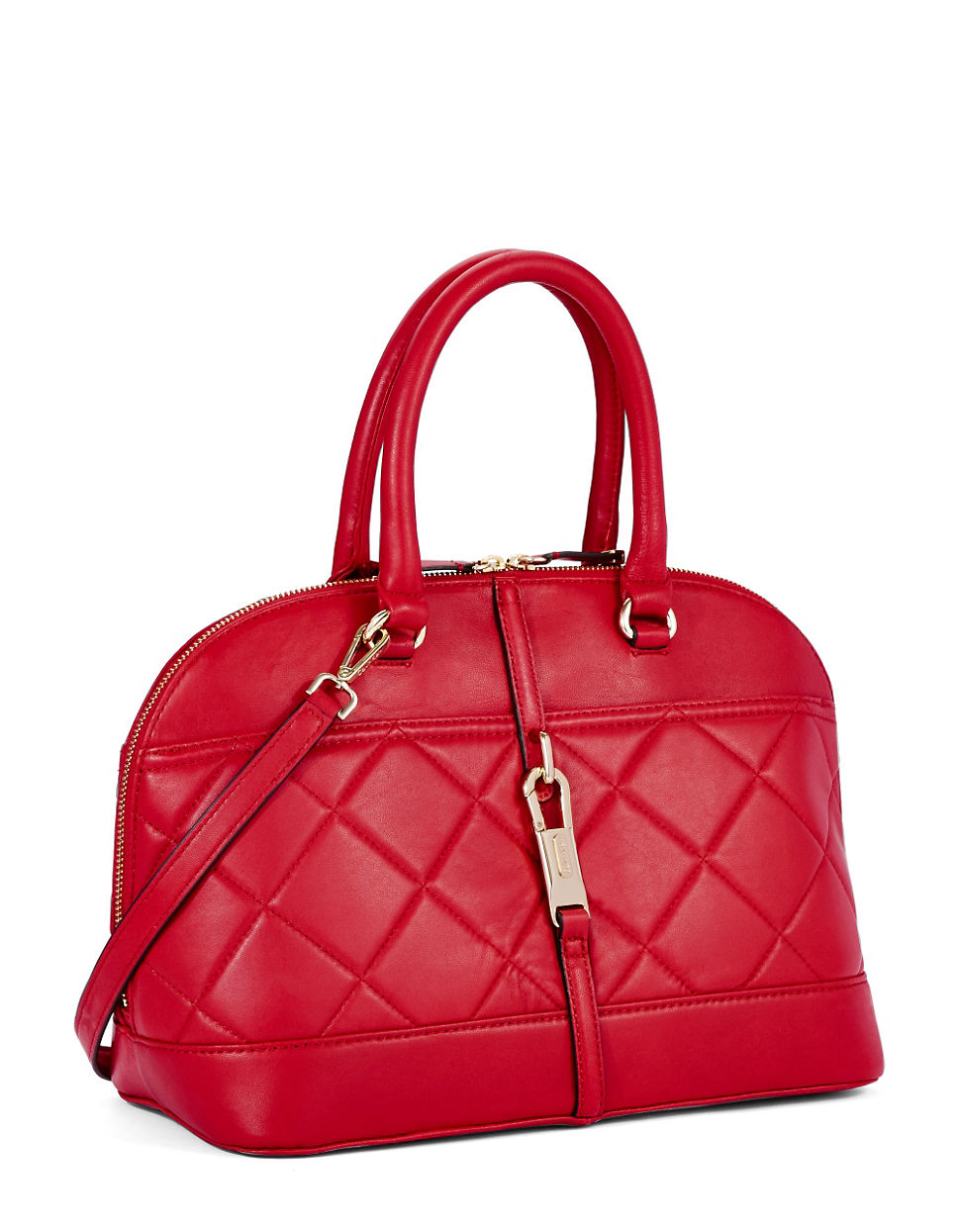 Calvin Klein Quilted Leather Hand Bag in Red | Lyst