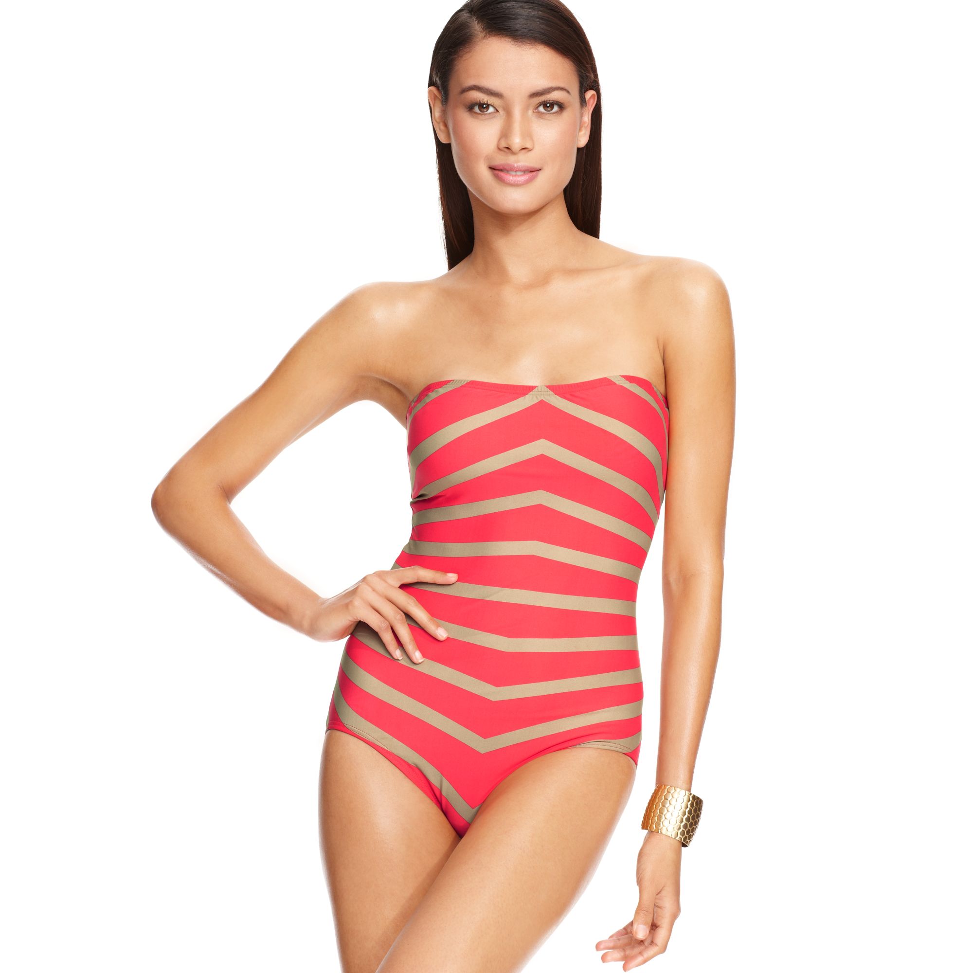 Strapless Striped One Piece